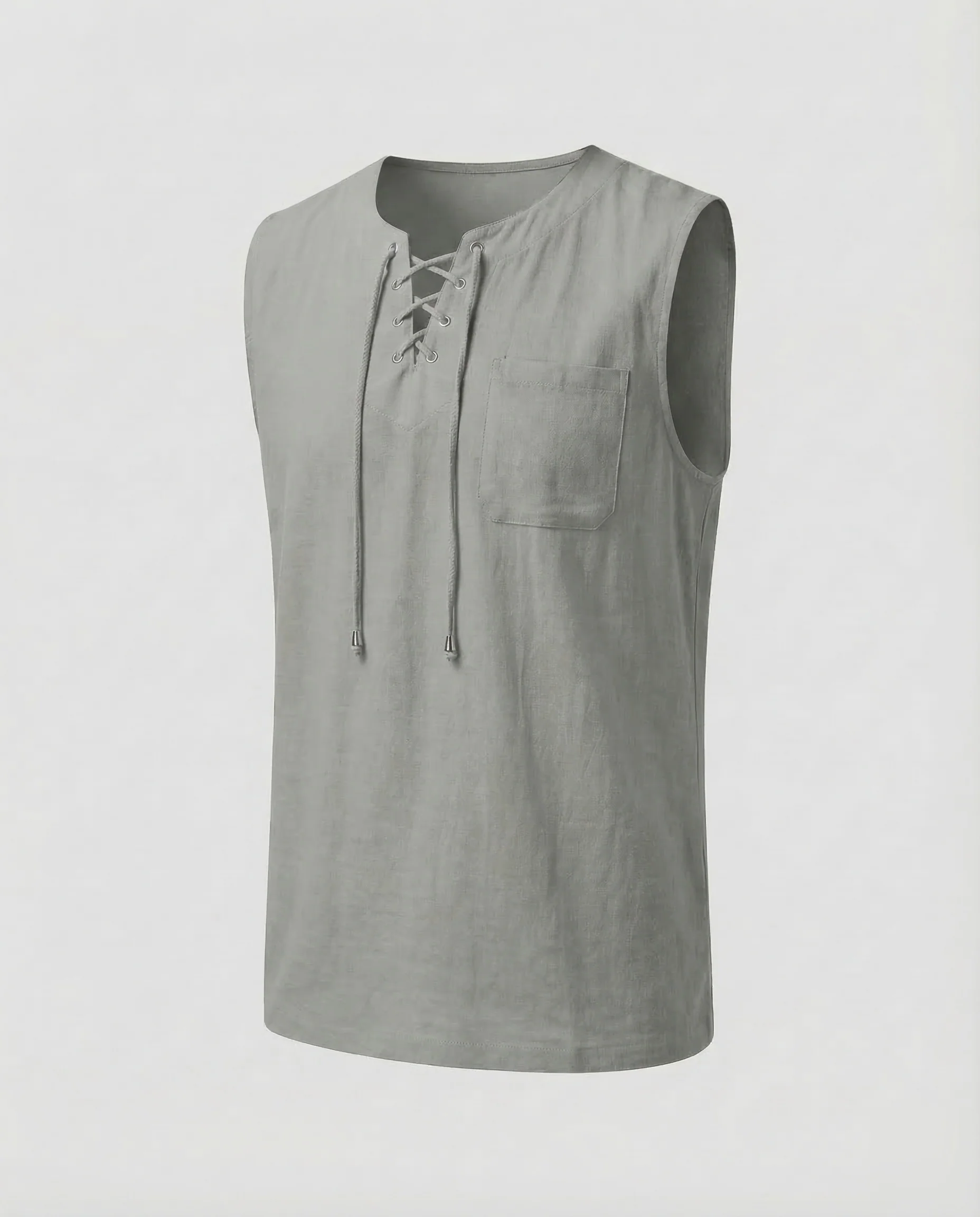 Herren Tanktop Leinen V Ausschnitt - Image 7