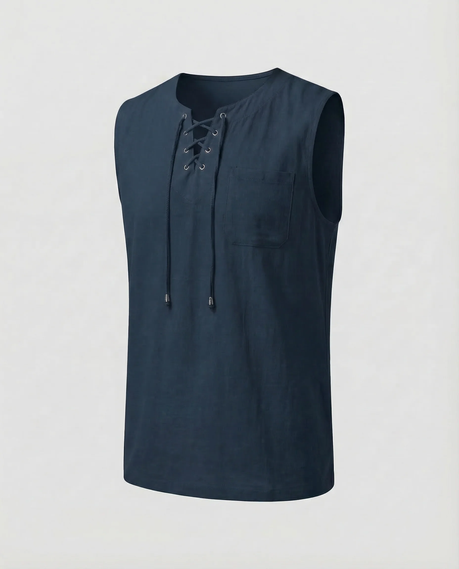 Herren Tanktop Leinen V Ausschnitt - Image 8