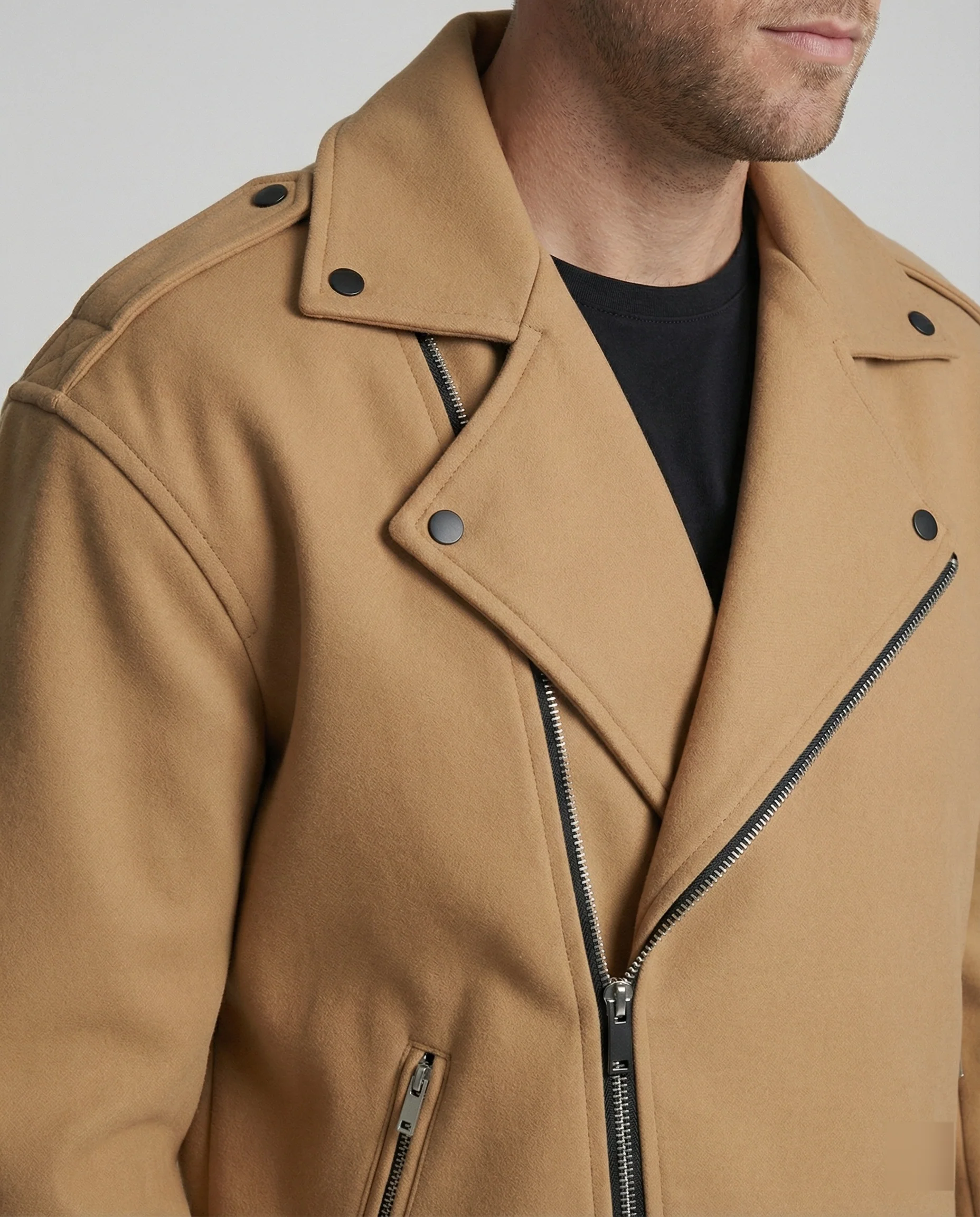 Herren Bikerjacke Leder Weste - Image 3