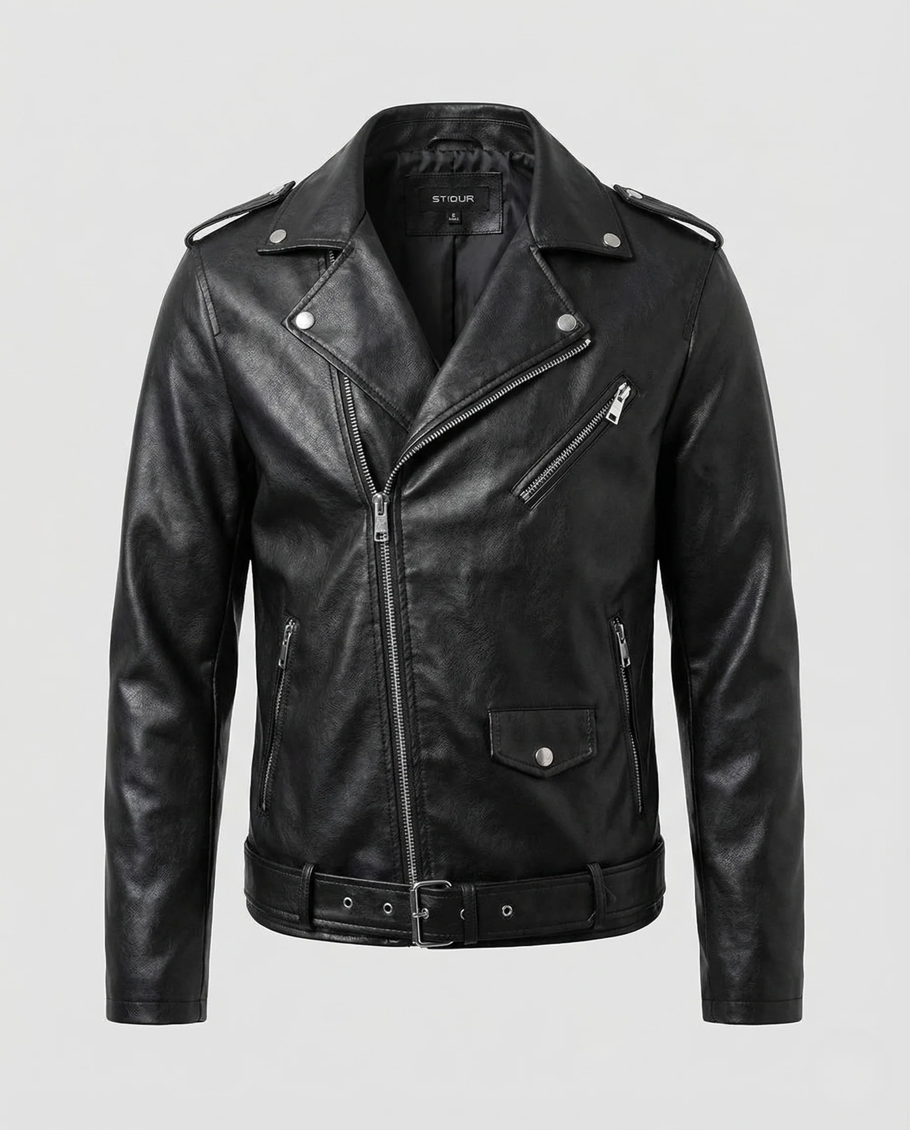Herren Leder Motorradjacke Revers - Image 5