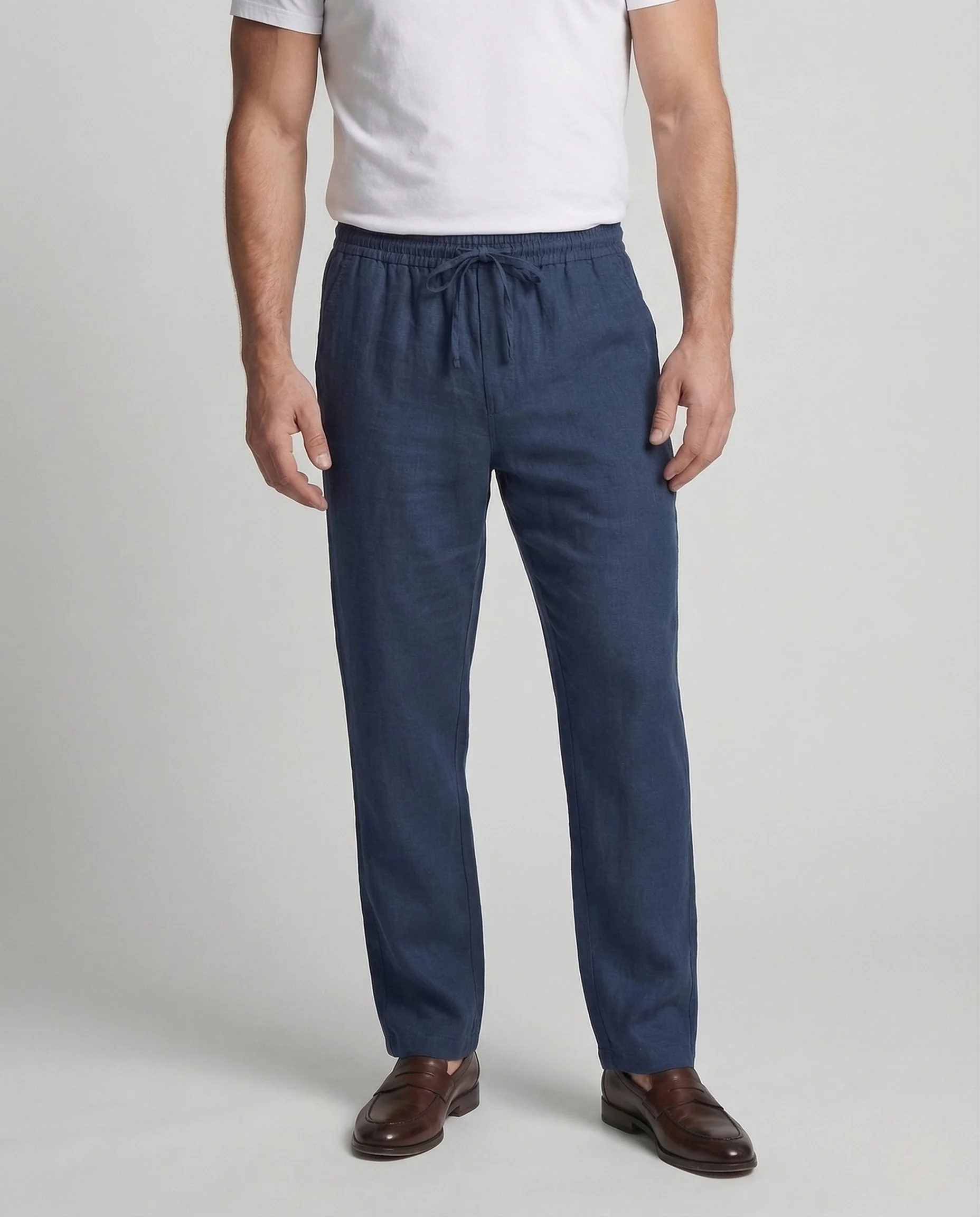 Herren Leinenhose weit mit Tunnelzug Sommer Hose - Image 2