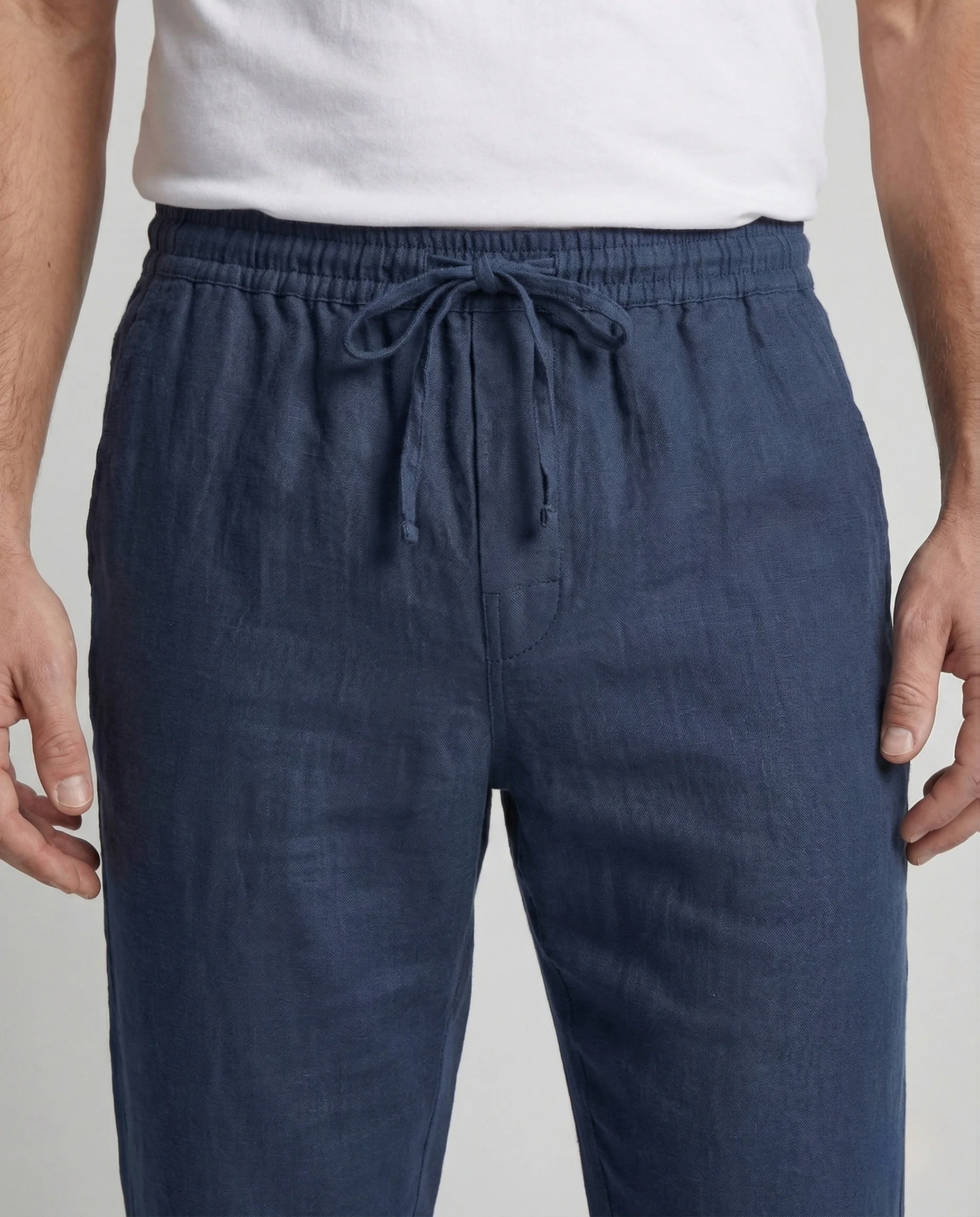 Herren Leinenhose weit mit Tunnelzug Sommer Hose - Image 3