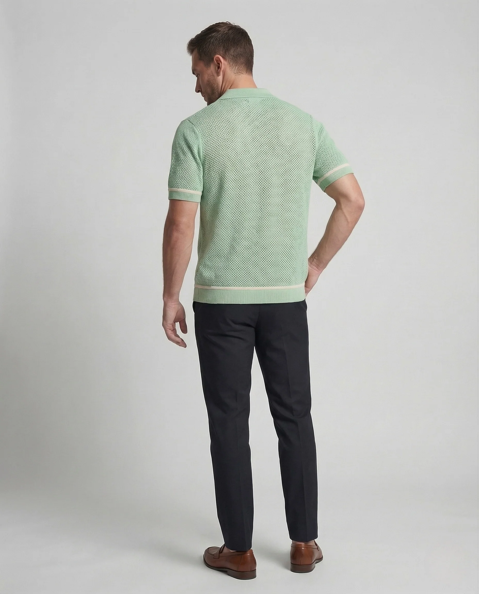 Herren Strick Cardigan atmungsaktiv mit Reverskragen - Image 4