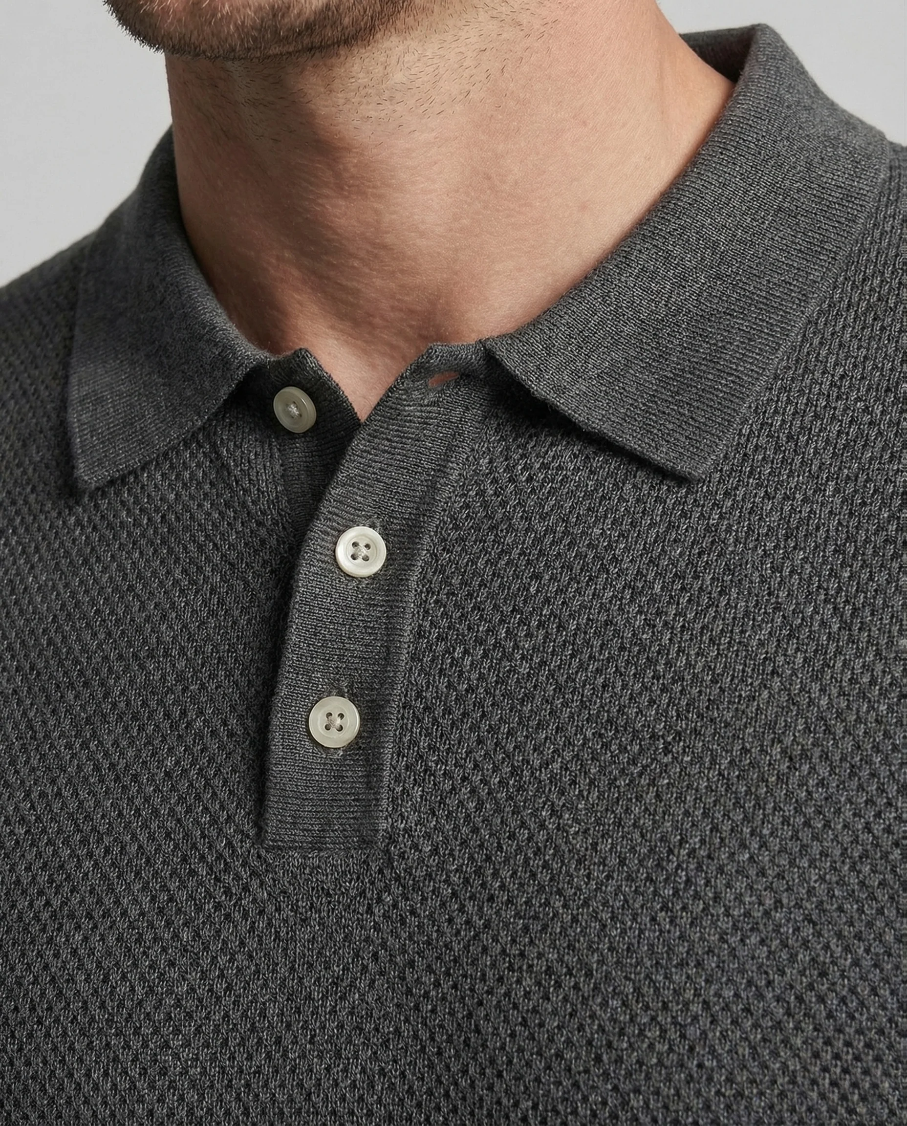 Herren Strick Polo Kurzarm mit Struktur - Image 3
