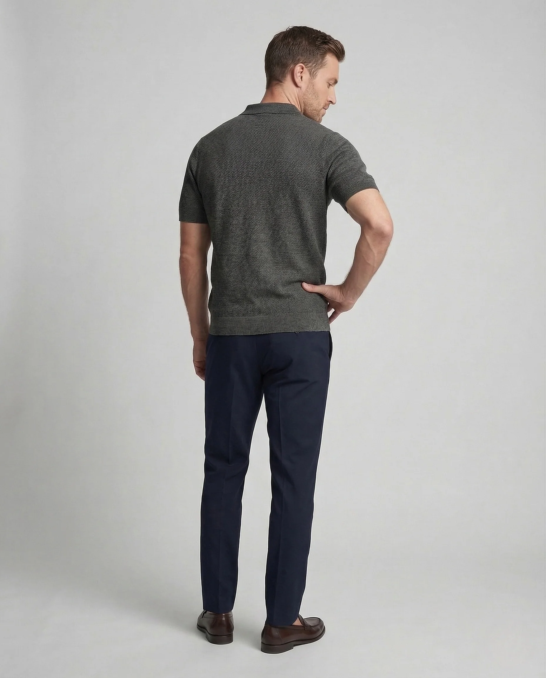 Herren Strick Polo Kurzarm mit Struktur - Image 4