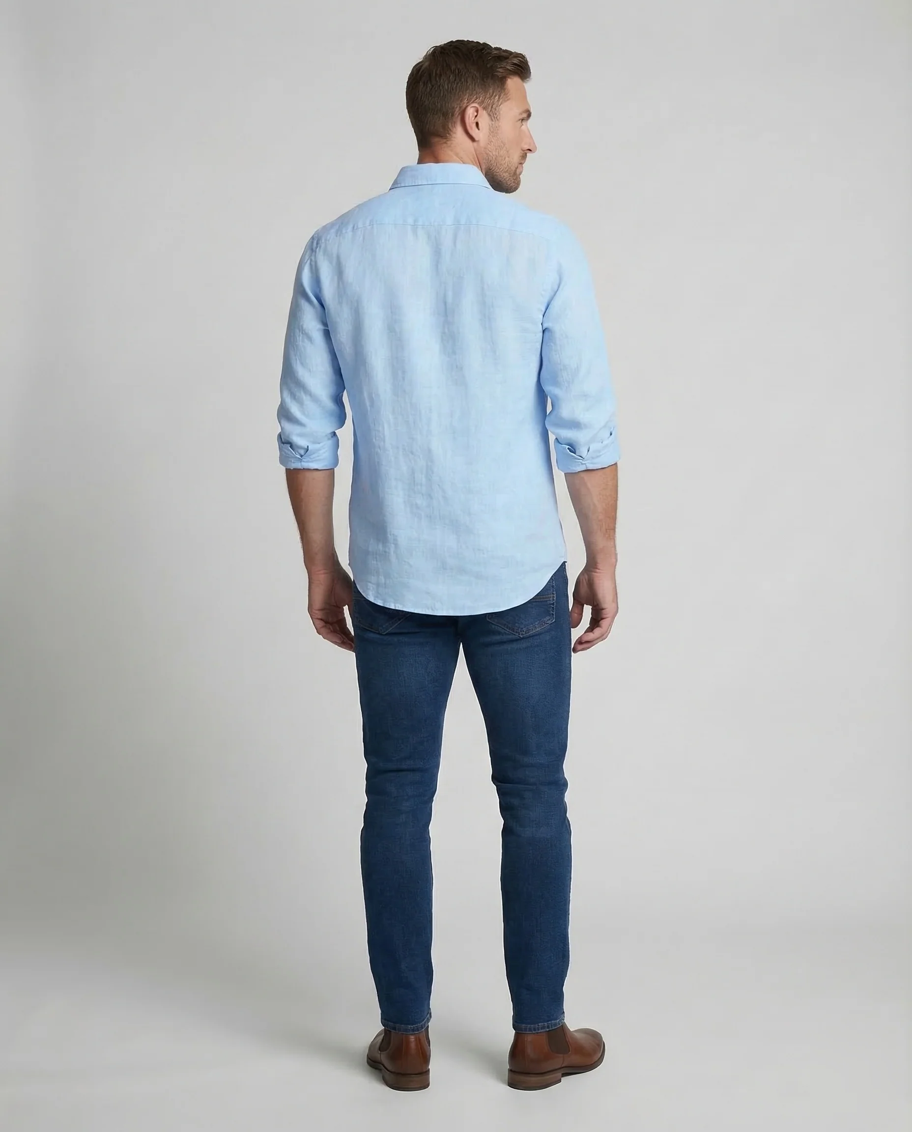 Herren Leinenhemd Kentkragen Slim-Fit - Image 4