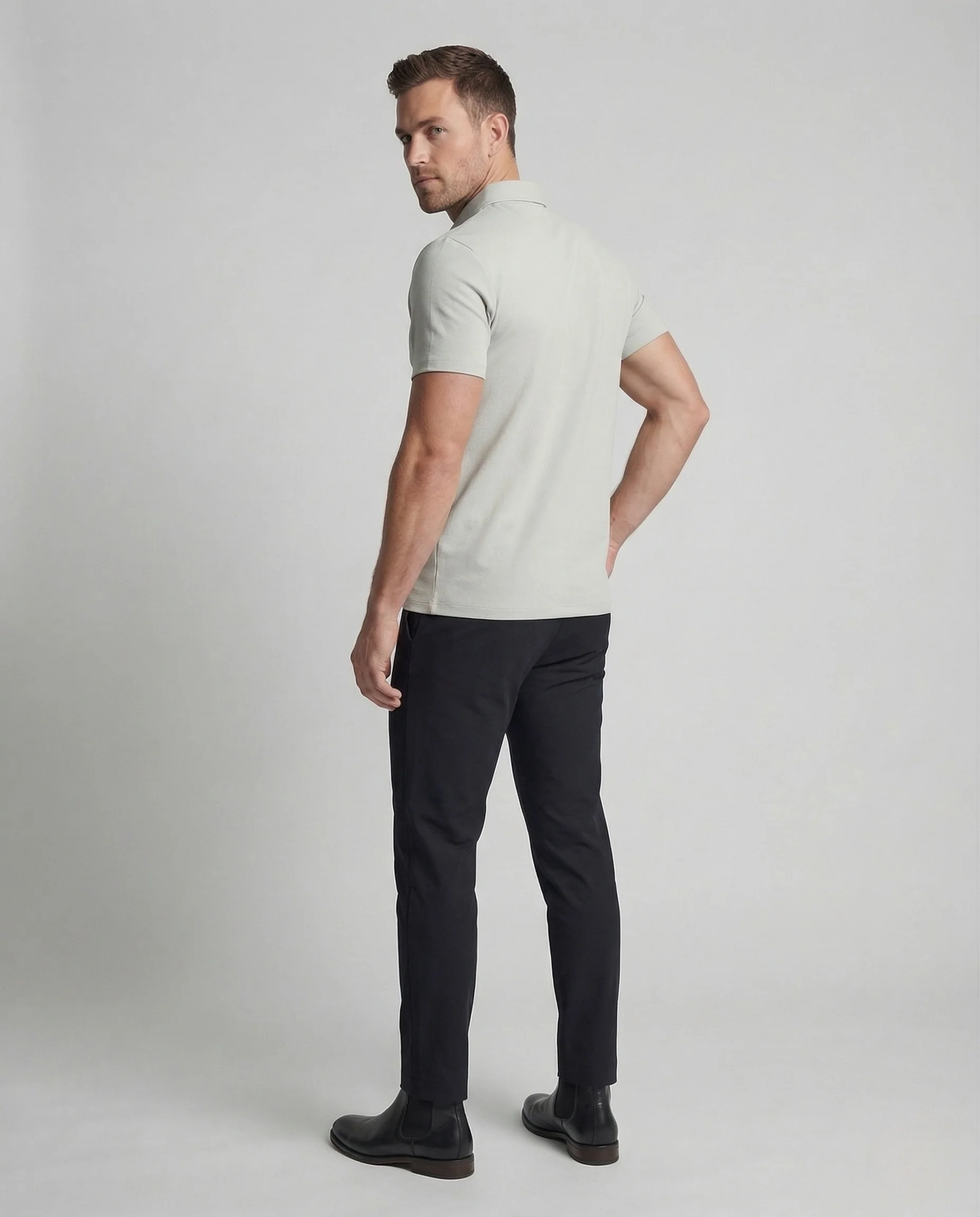Herren Mikropiqué Poloshirt mit Druckknöpfen - Image 4