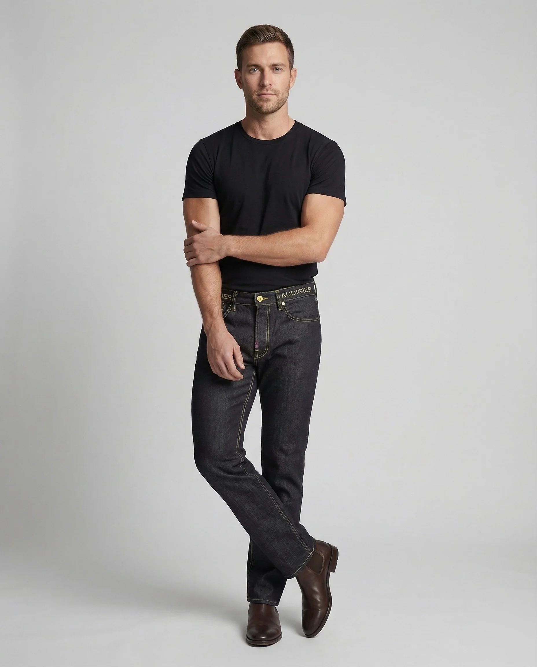 Herren Jeans Stickerei Freiheitsstatue Gerade