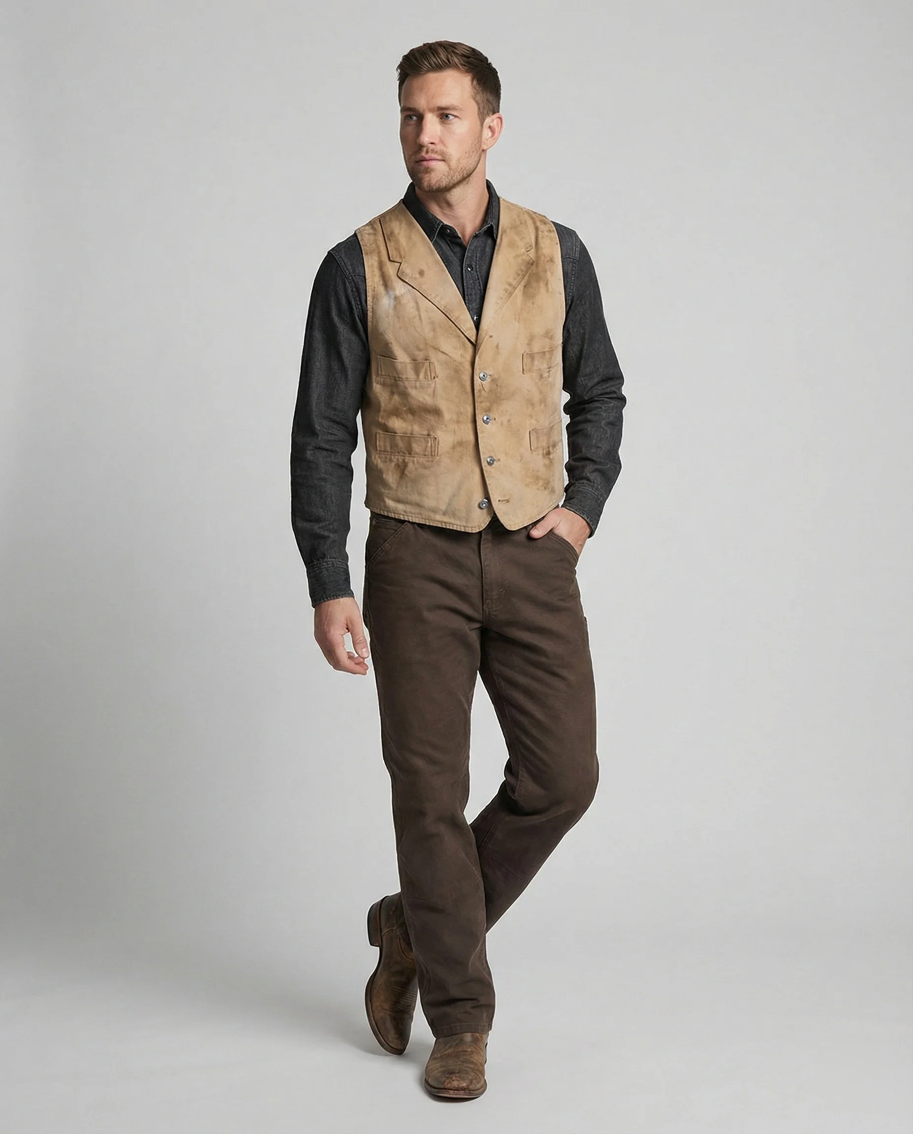 Herren Bikerjacke Lederweste - Image 3