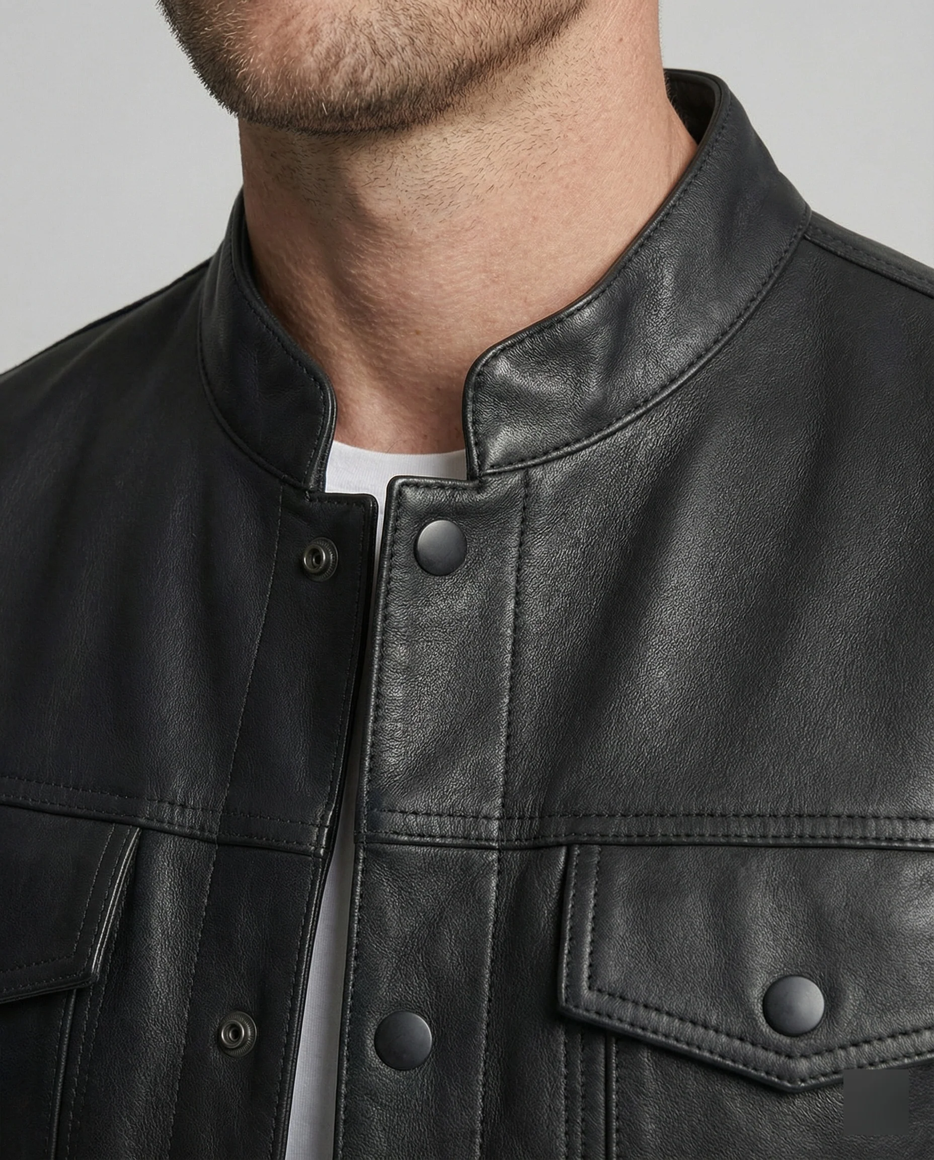 Bikerjacke Herren Leder mit Fell - Image 3