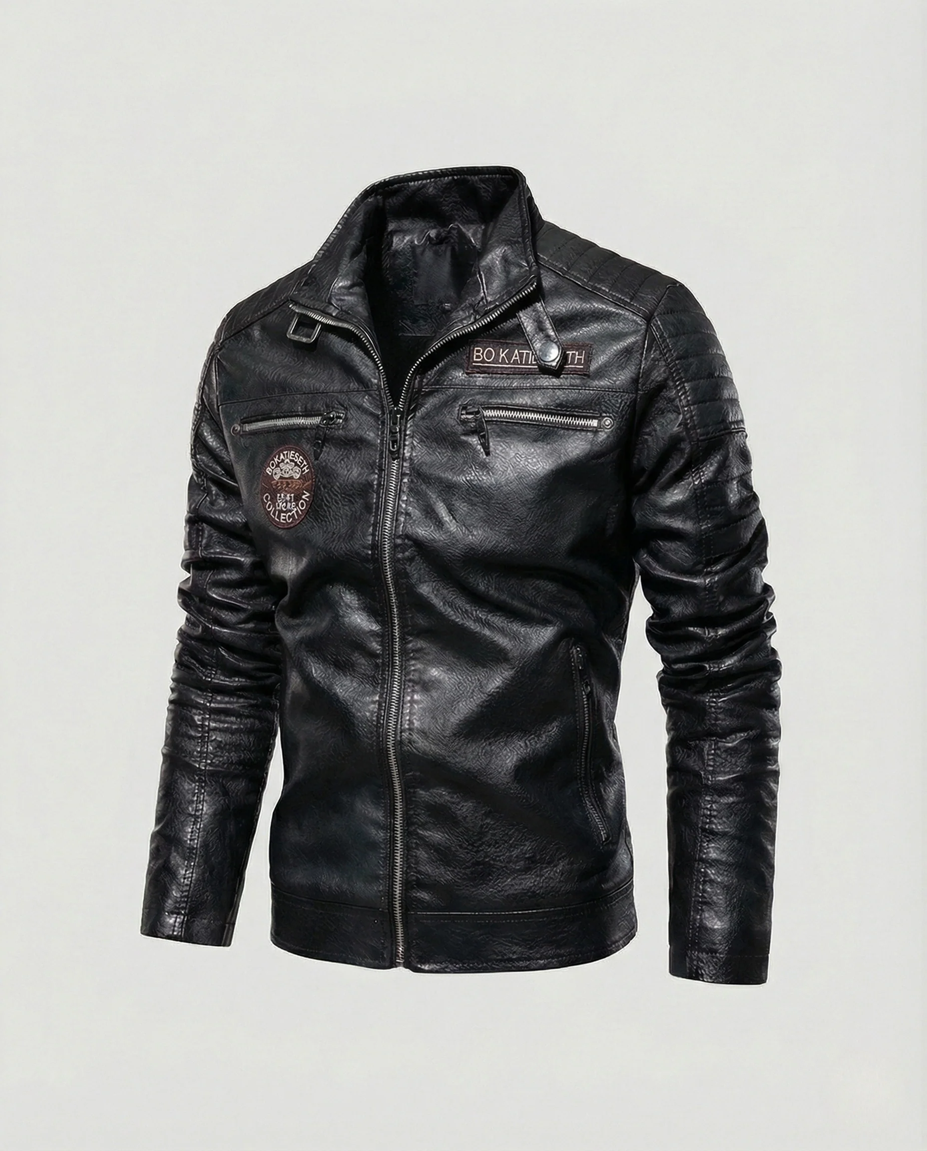 Freizeitkleidung Herren Bikerjacke Kunstleder - Image 6