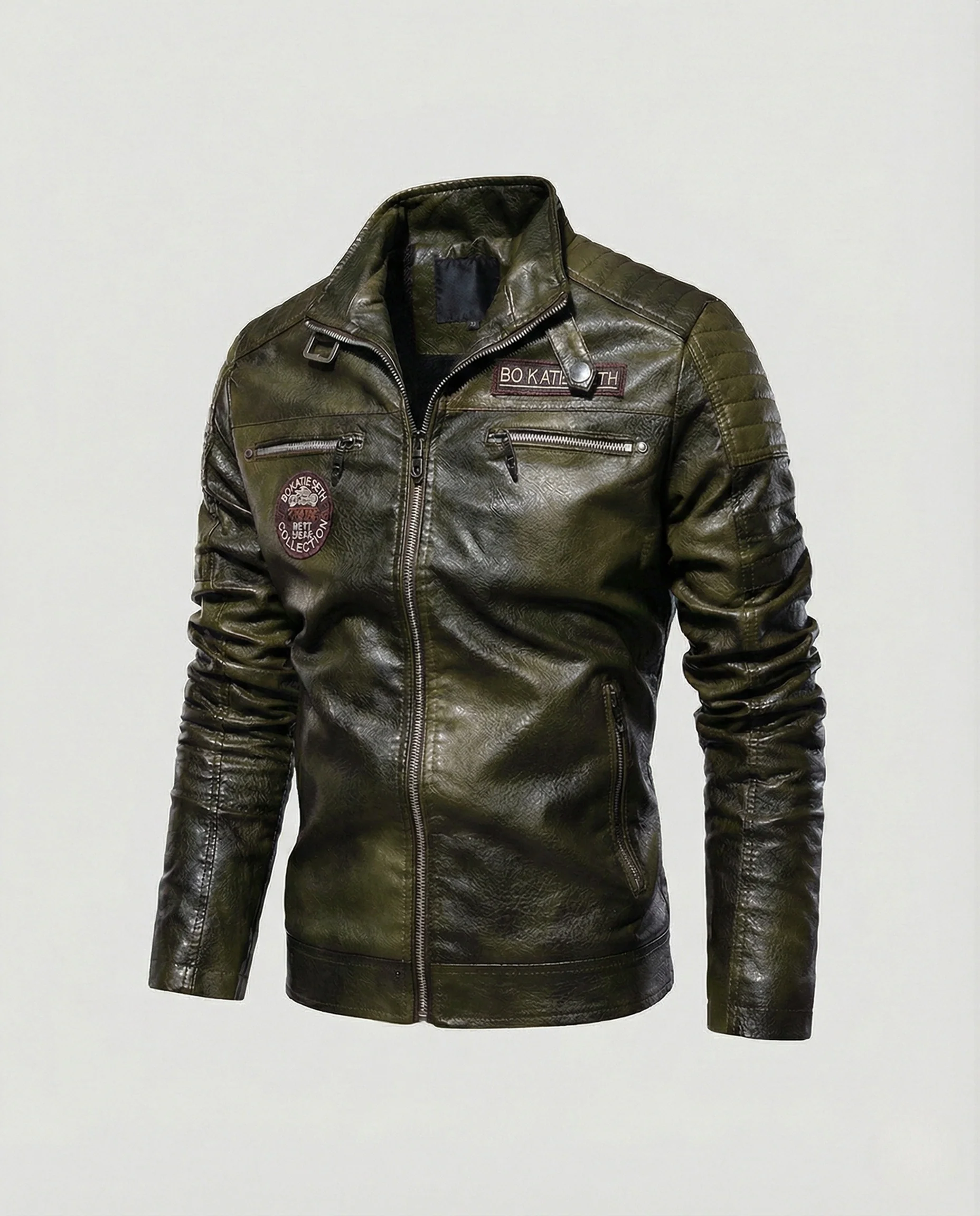 Freizeitkleidung Herren Bikerjacke Kunstleder - Image 7