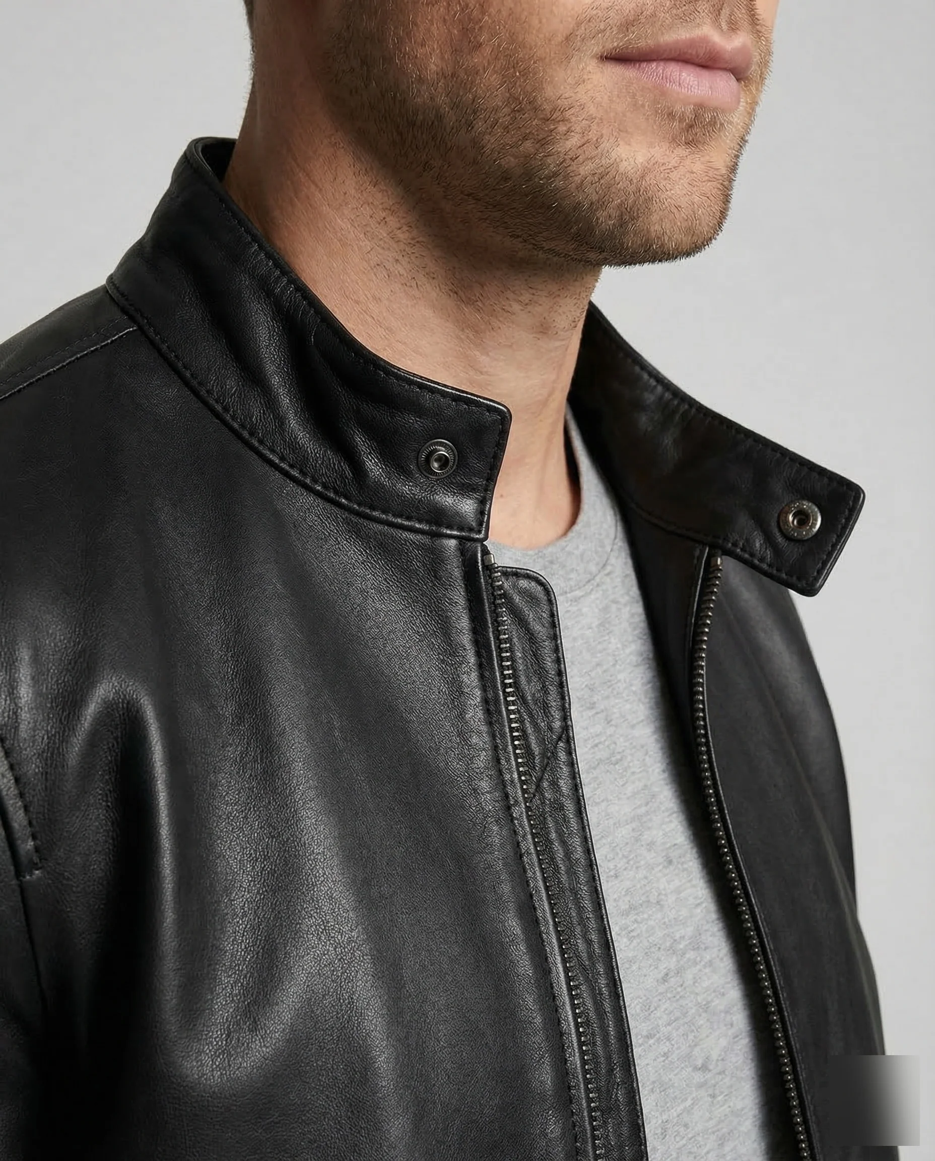 Herren Leder Bikerjacke Nappa - Image 3