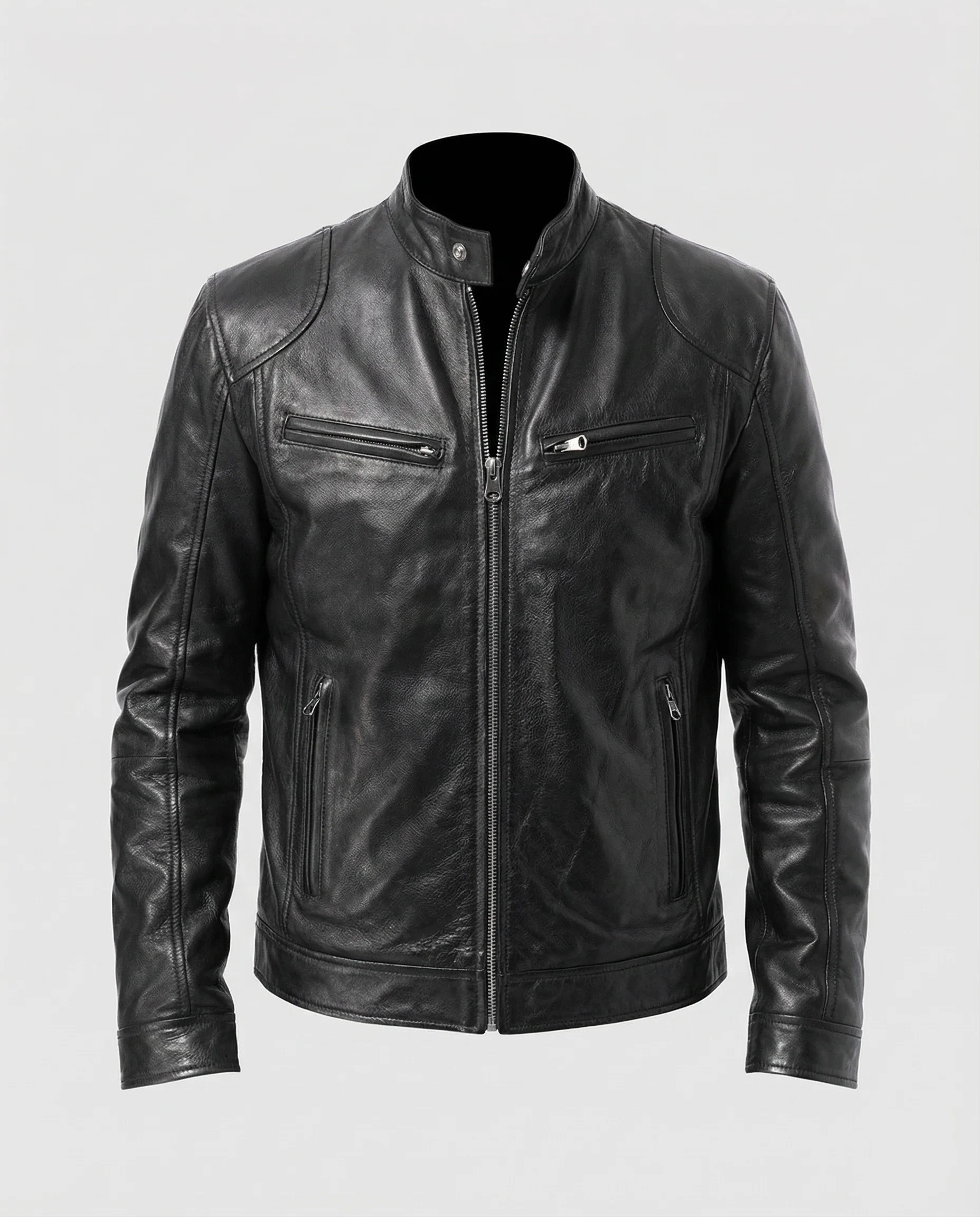 Herren Leder Bikerjacke Nappa - Image 5