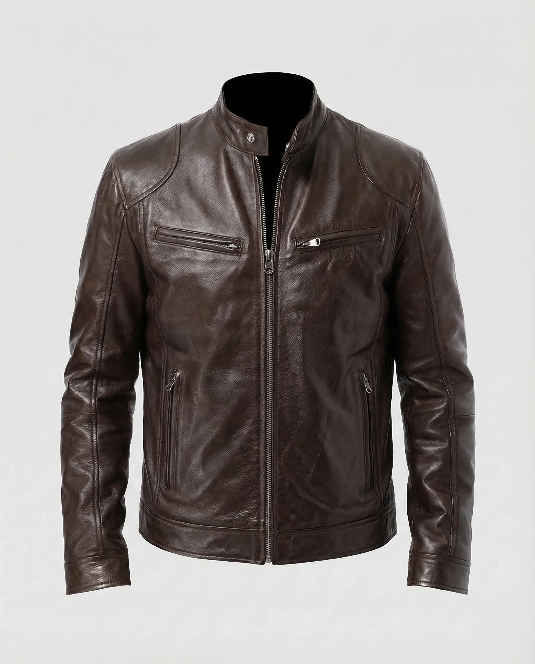Herren Leder Bikerjacke Nappa - Image 6