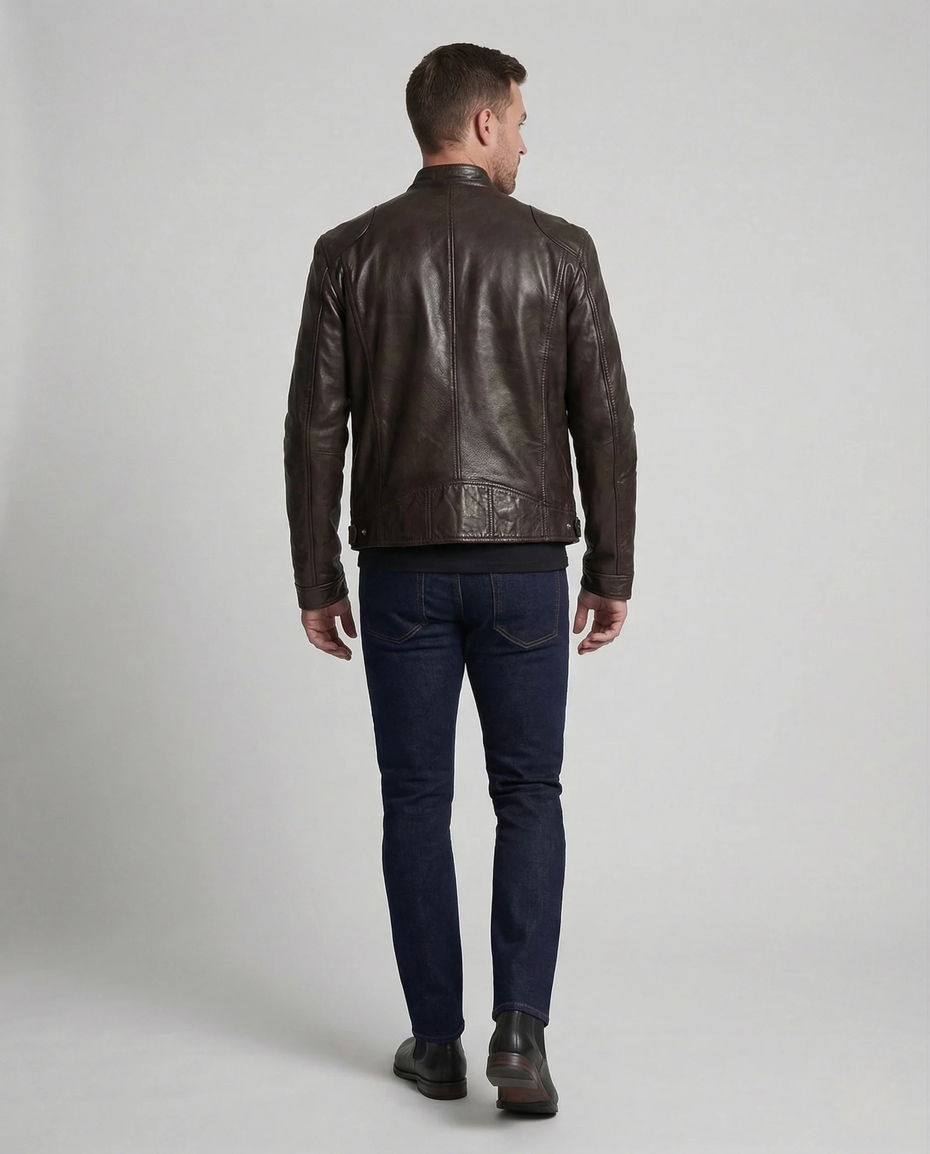Herren Leder Bikerjacke Kalbsleder - Image 4