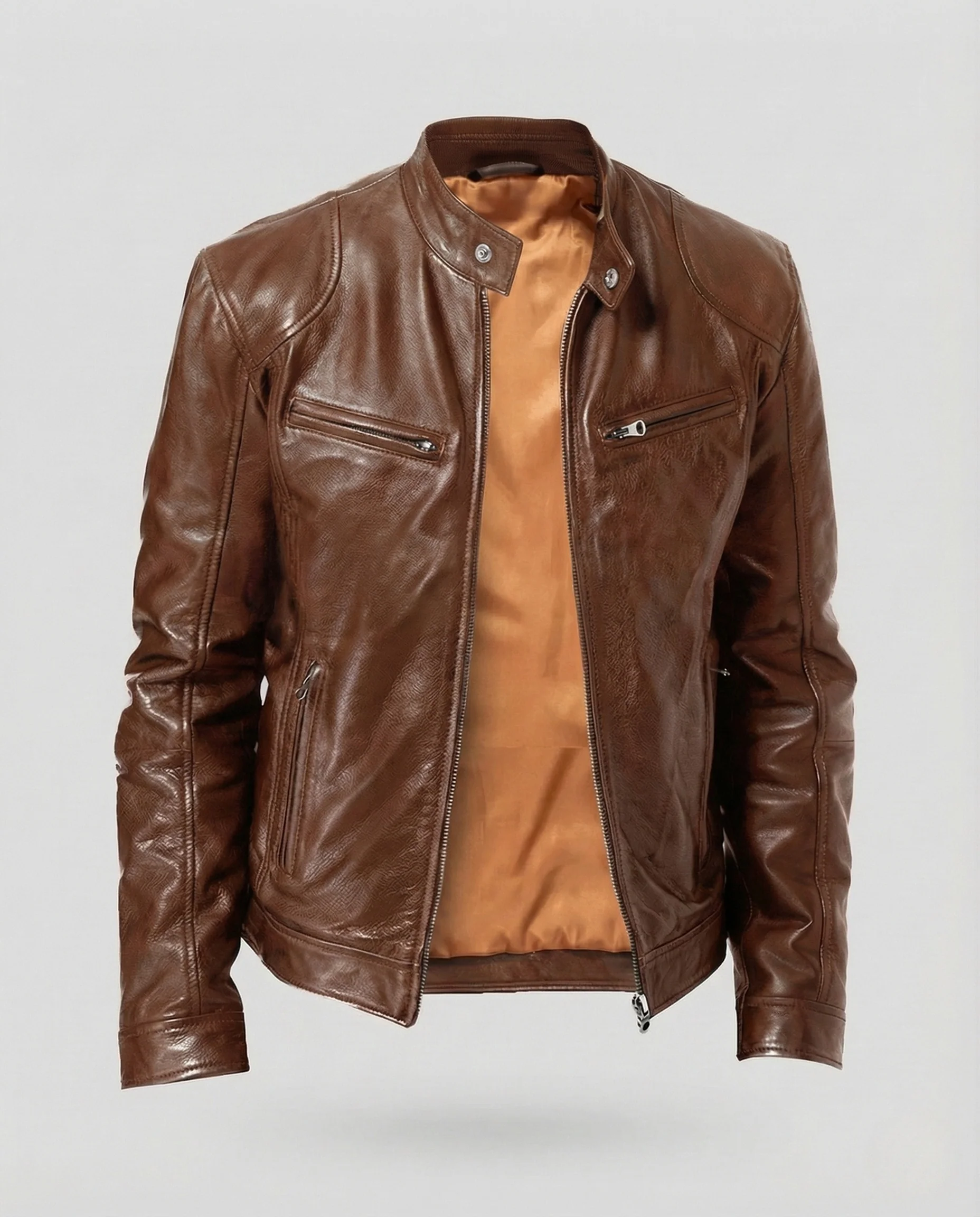 Herren Leder Bikerjacke Kalbsleder - Image 7