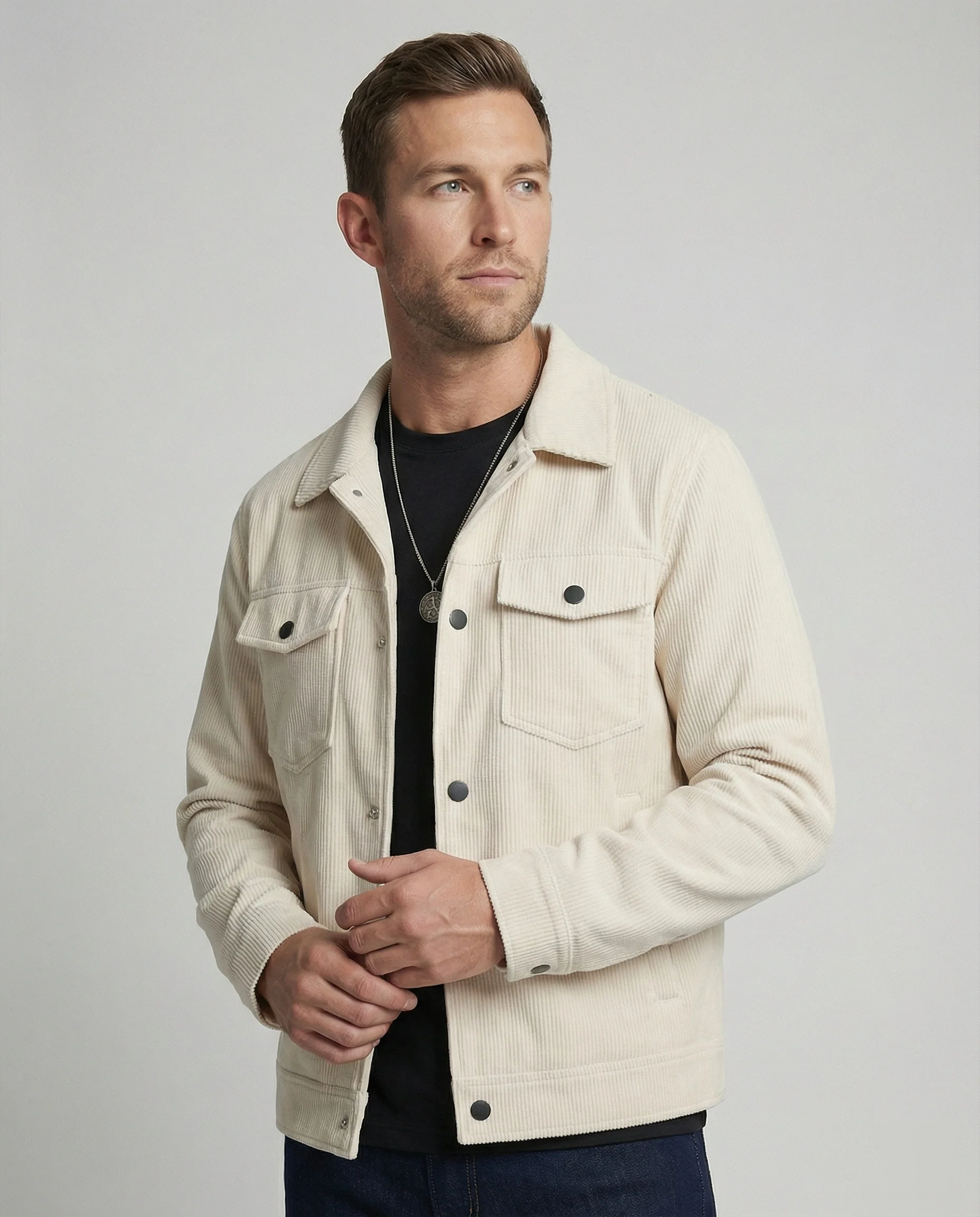 Cord Überhemdjacke Mit Druckknöpfen Herren - Image 9