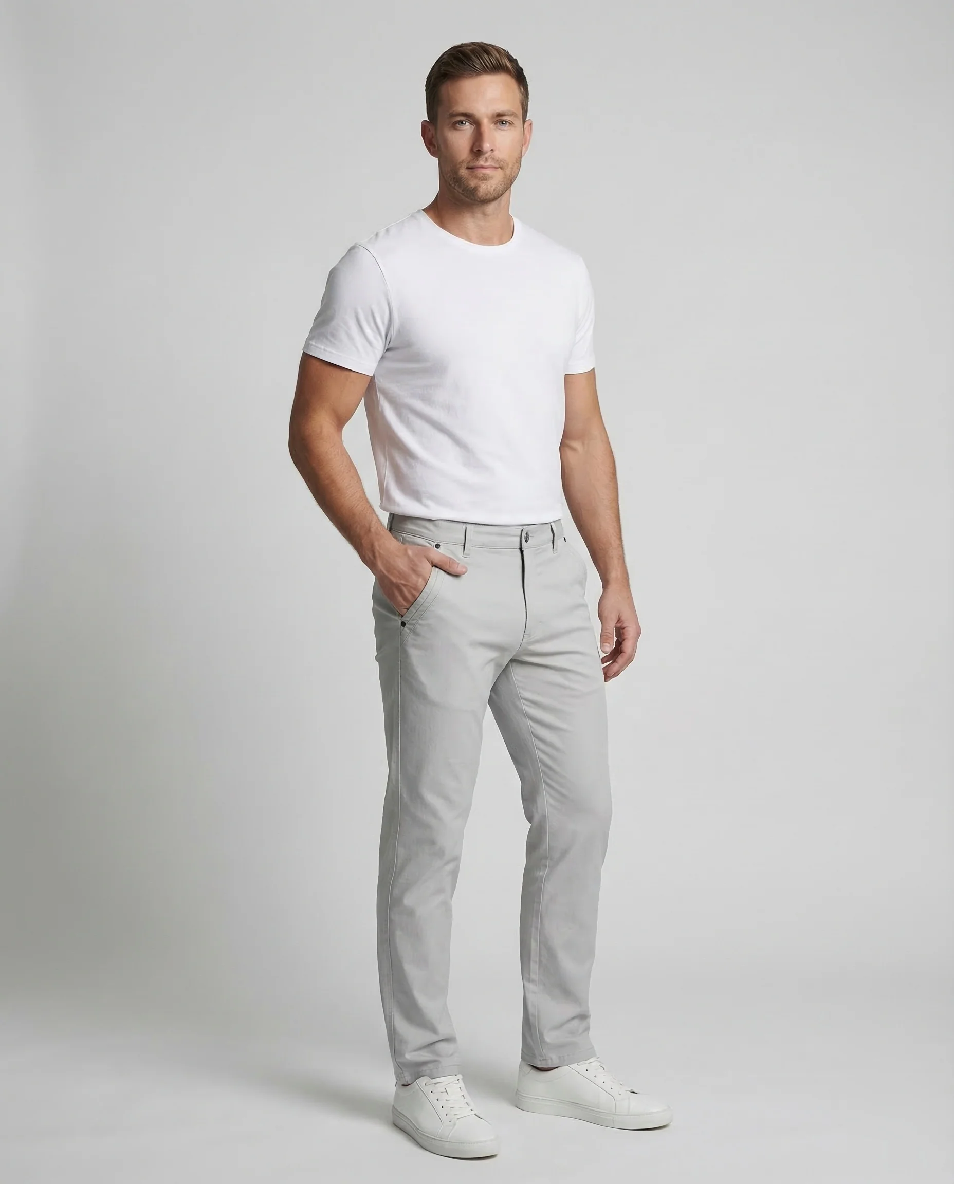Herren Chinohose Elastisch Gerade