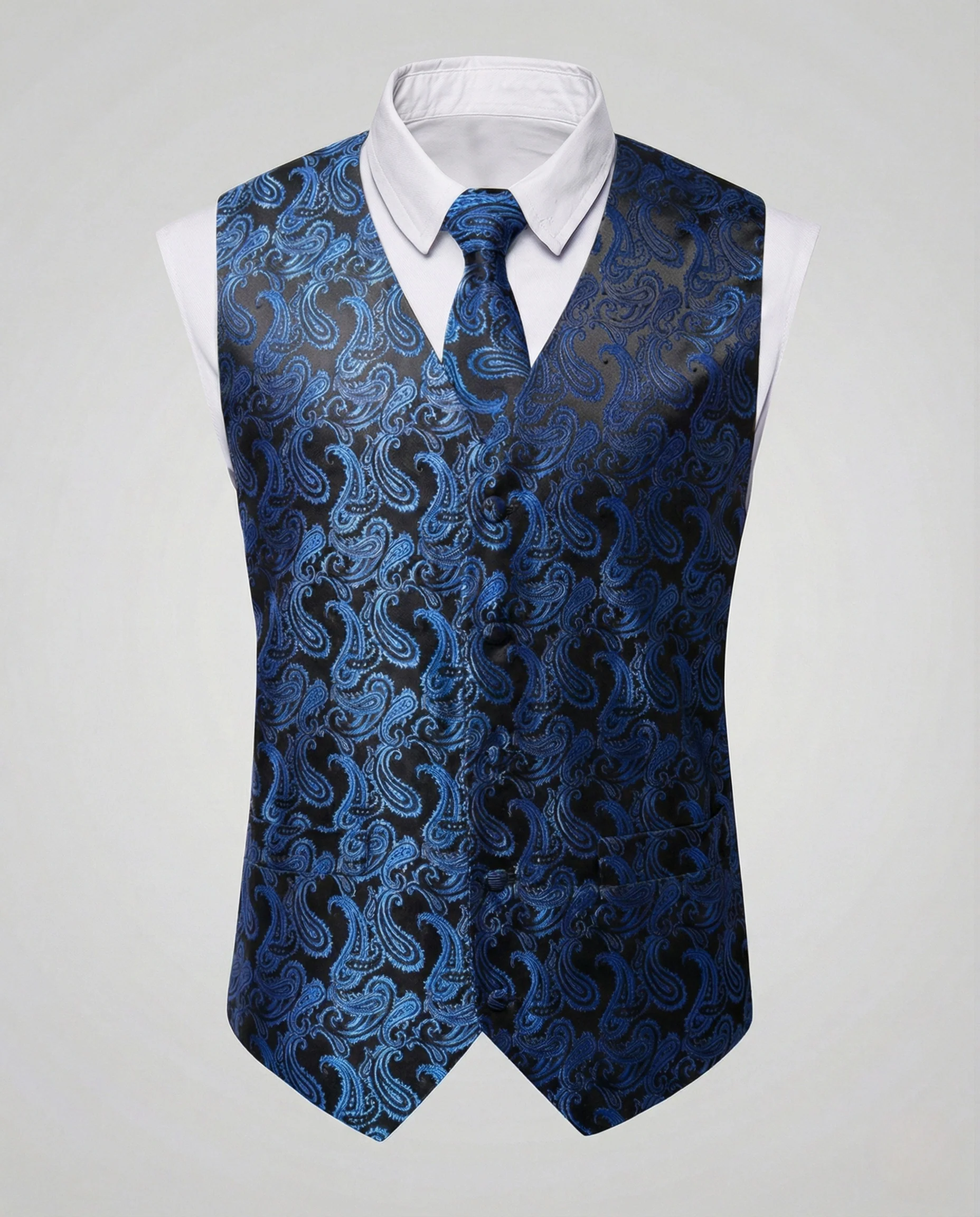 Herren Paisley-Jacquard-Weste mit V-Ausschnitt - Image 6
