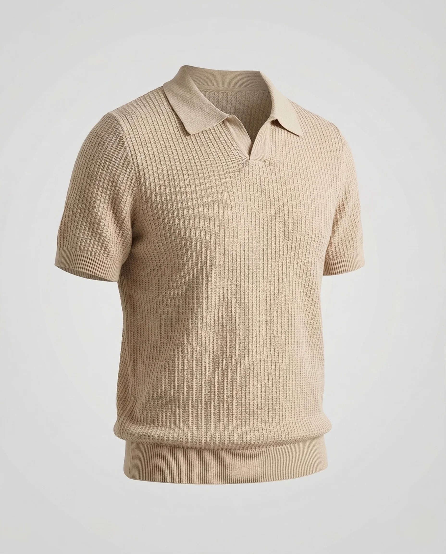 Herren Strick Poloshirt Kurzarm Baumwollmix - Image 5