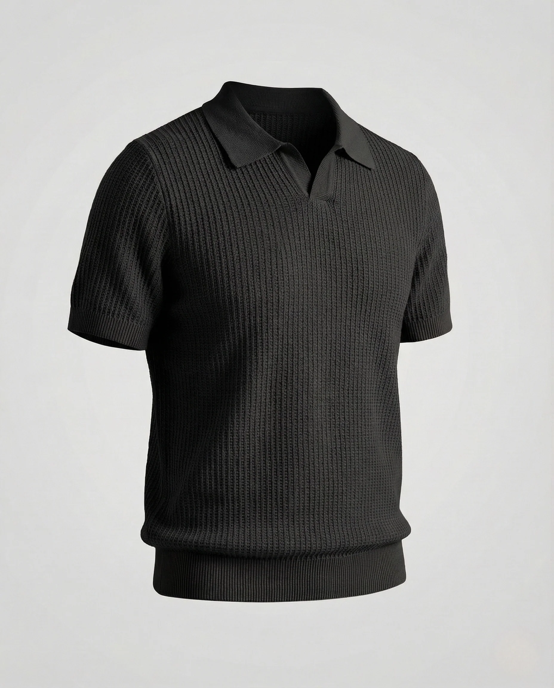 Herren Strick Poloshirt Kurzarm Baumwollmix - Image 6