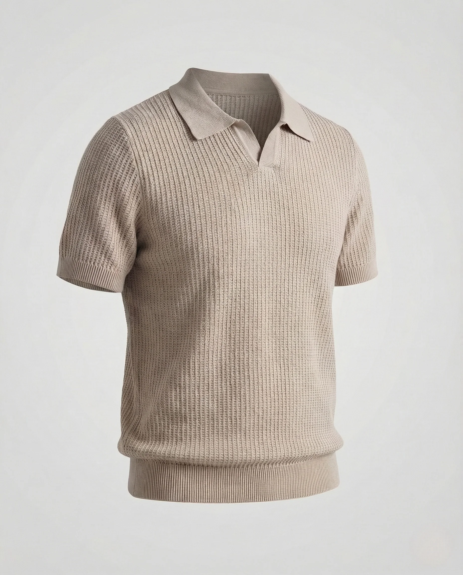 Herren Strick Poloshirt Kurzarm Baumwollmix - Image 7