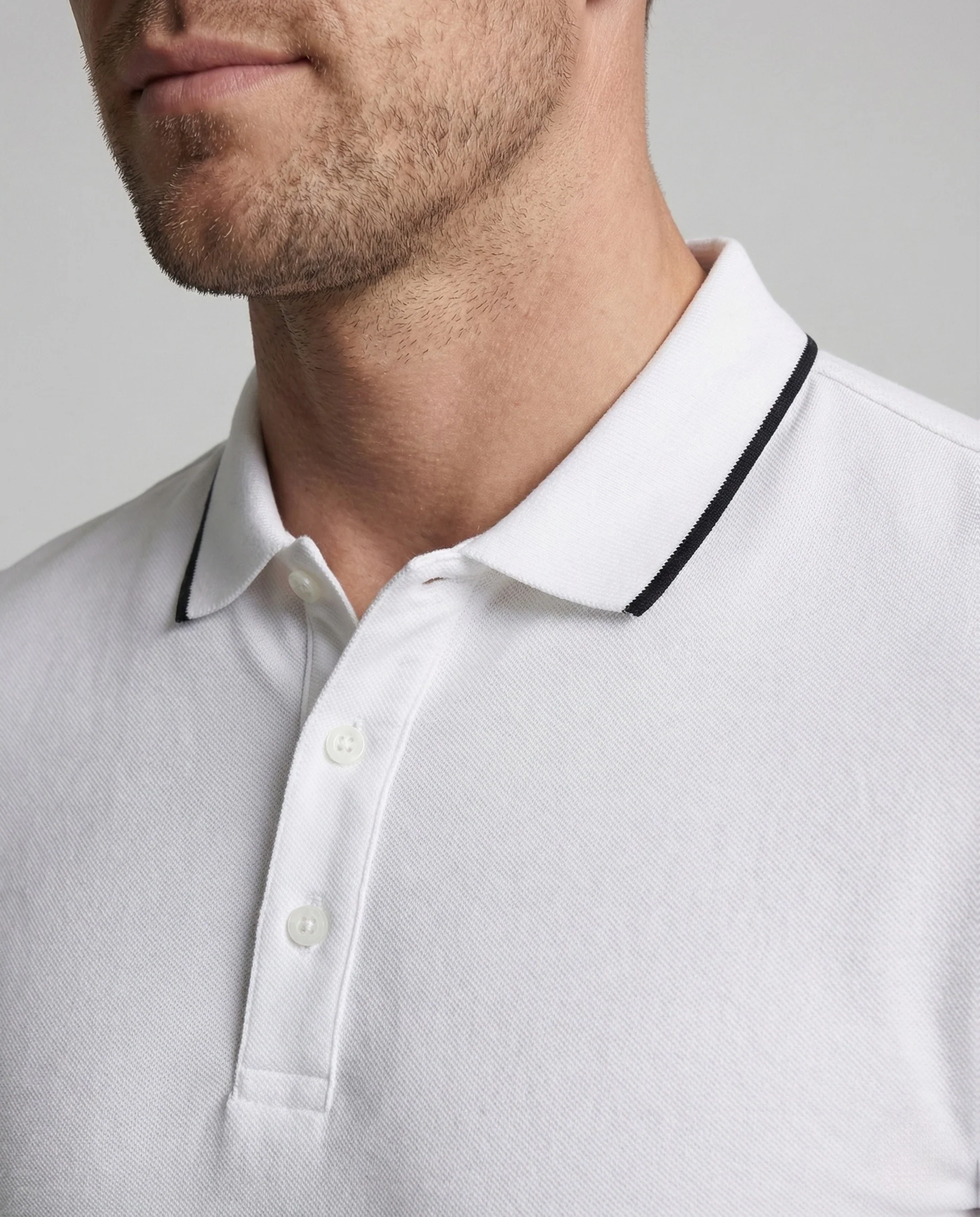 Herren Poloshirt Piqué Slim Fit Paspel Kragen - Image 3