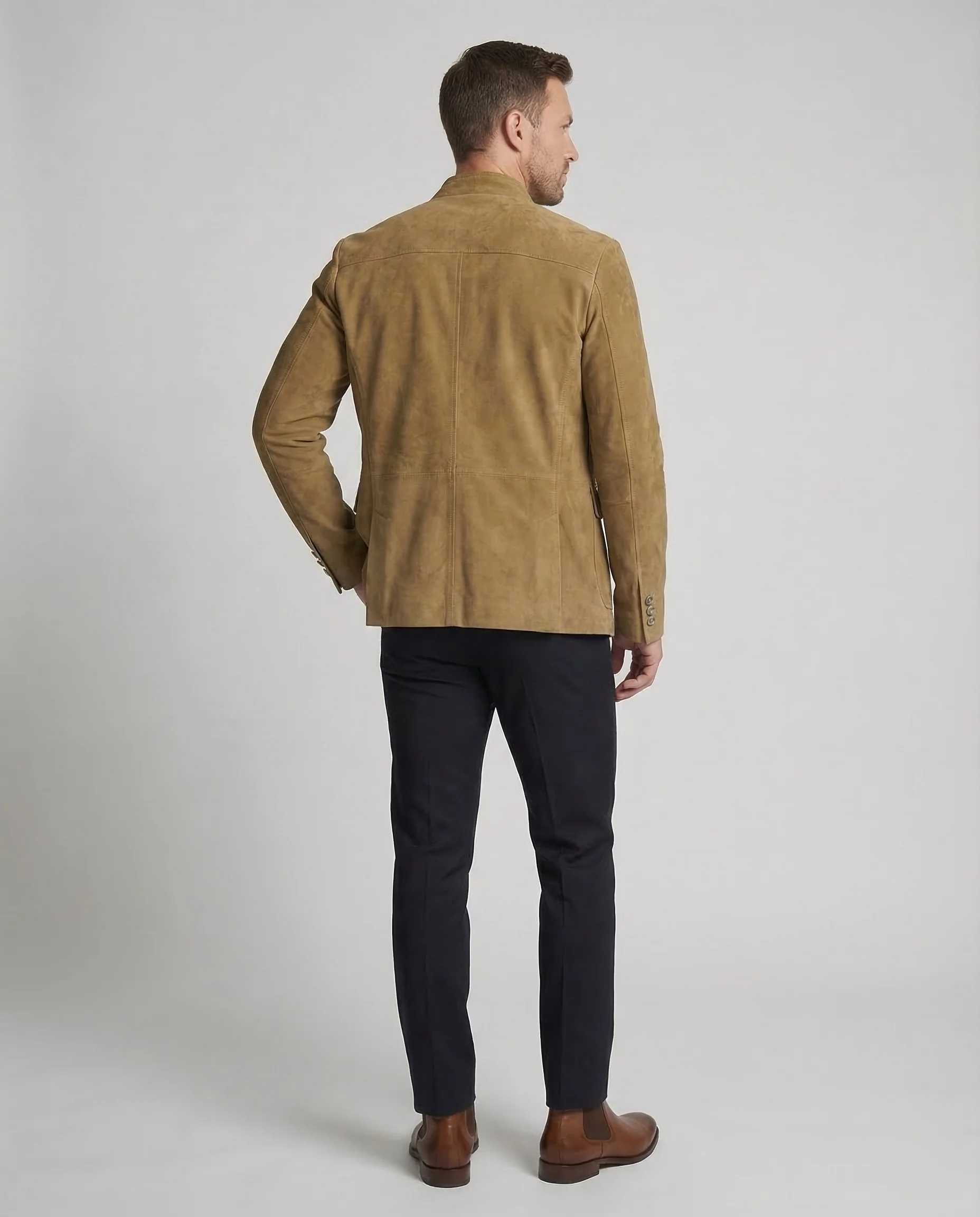 Herren Veloursleder Sakko Stehkragen - Image 4