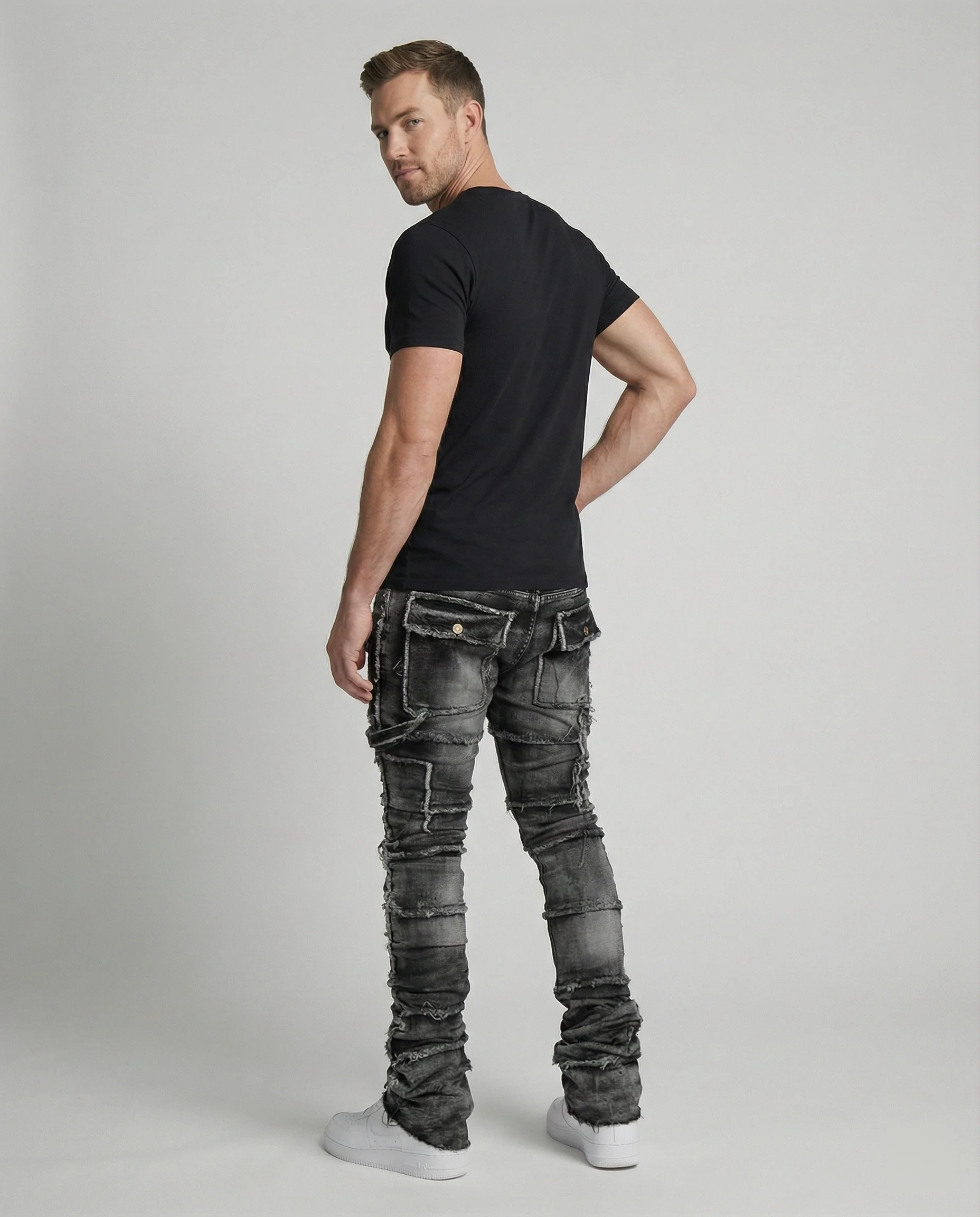Herren Slim Fit Jeans mit Cargotaschen - Image 4