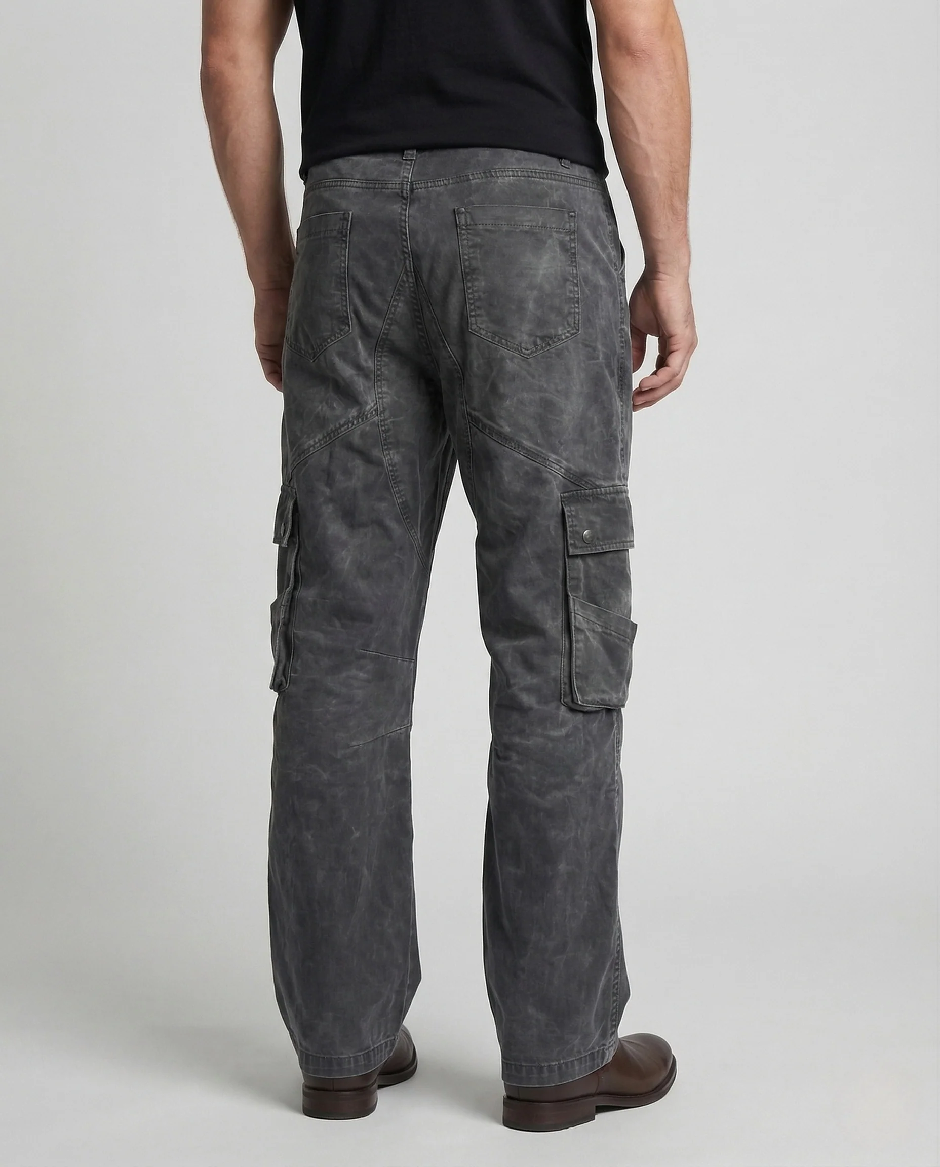 Herren Weite Cargo Hose mit Tiefem Schritt und Mehreren Taschen - Image 3