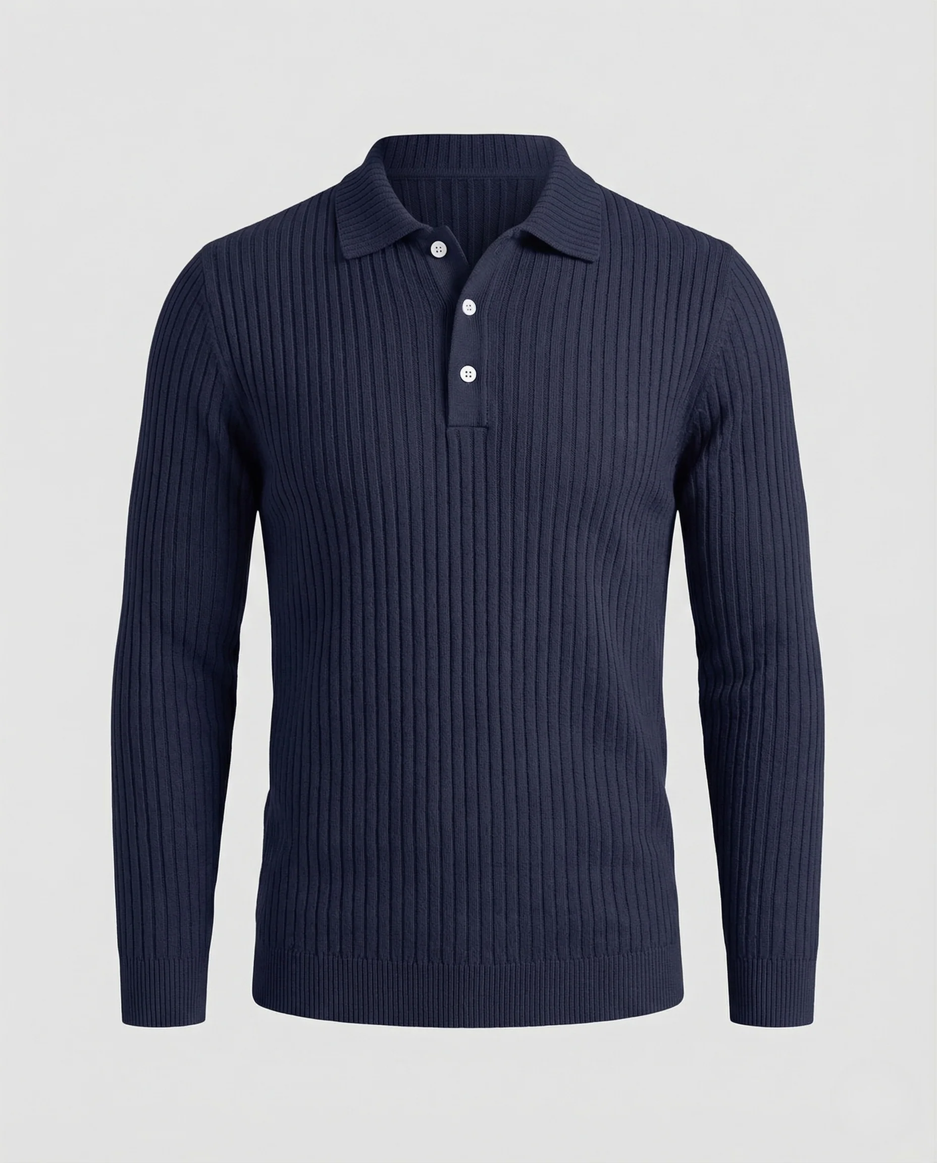 Herren Feinstrick Poloshirt mit Rippenstruktur Slim Fit - Image 5