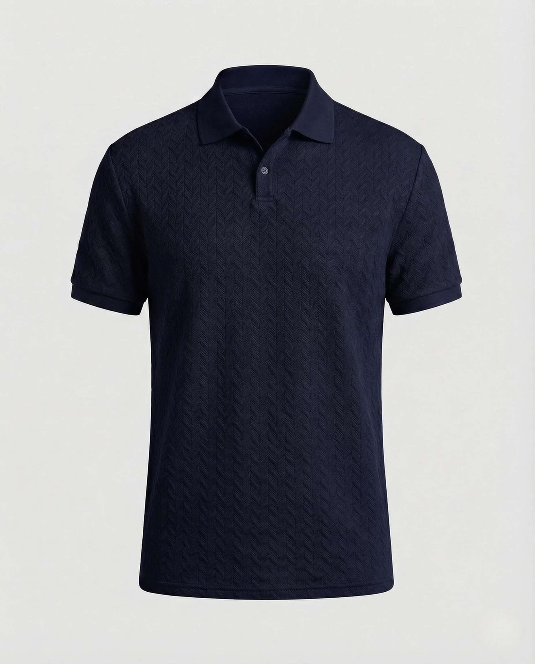 Herren Feinstrick Poloshirt mit V-Muster - Image 7