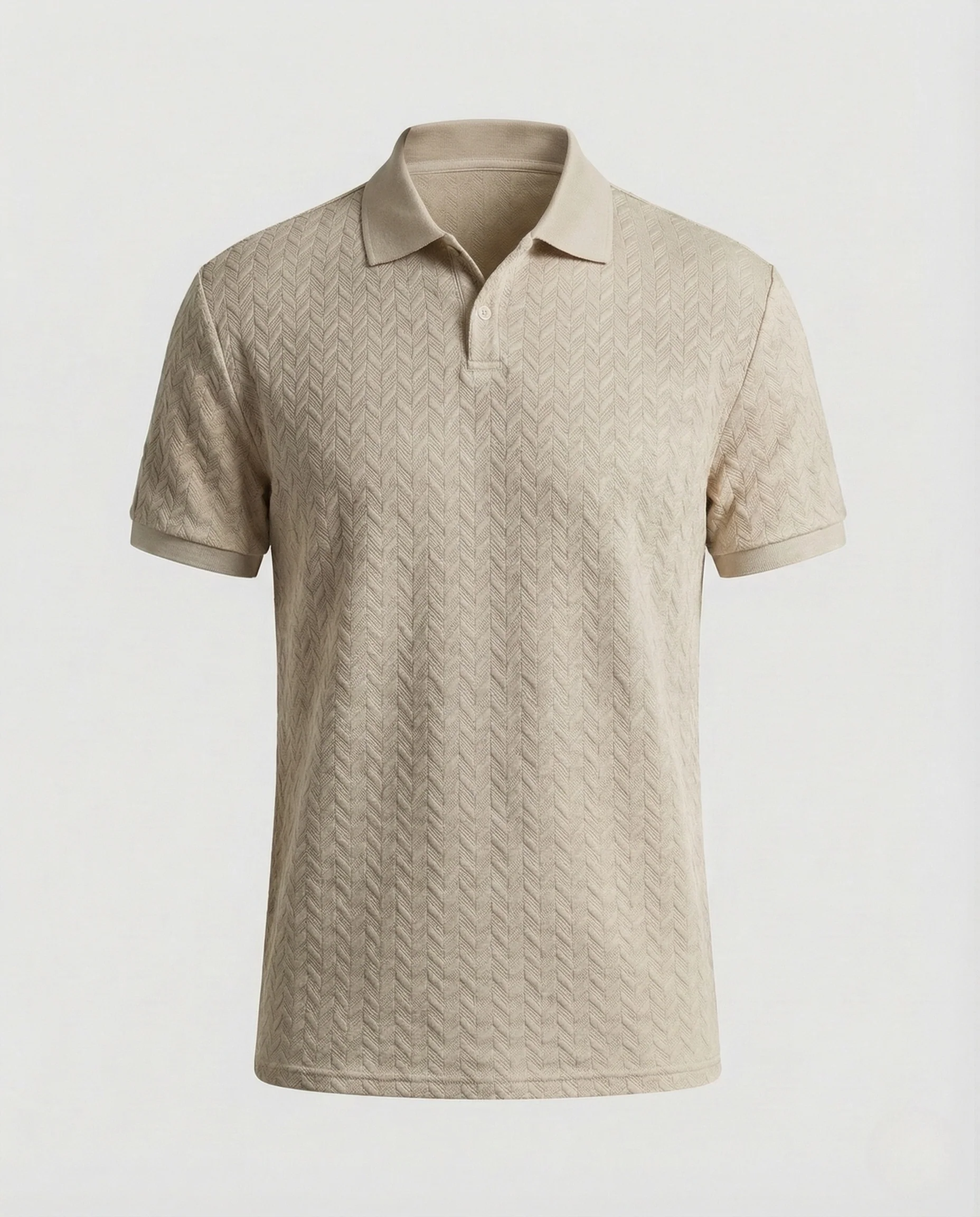 Herren Feinstrick Poloshirt mit V-Muster - Image 9