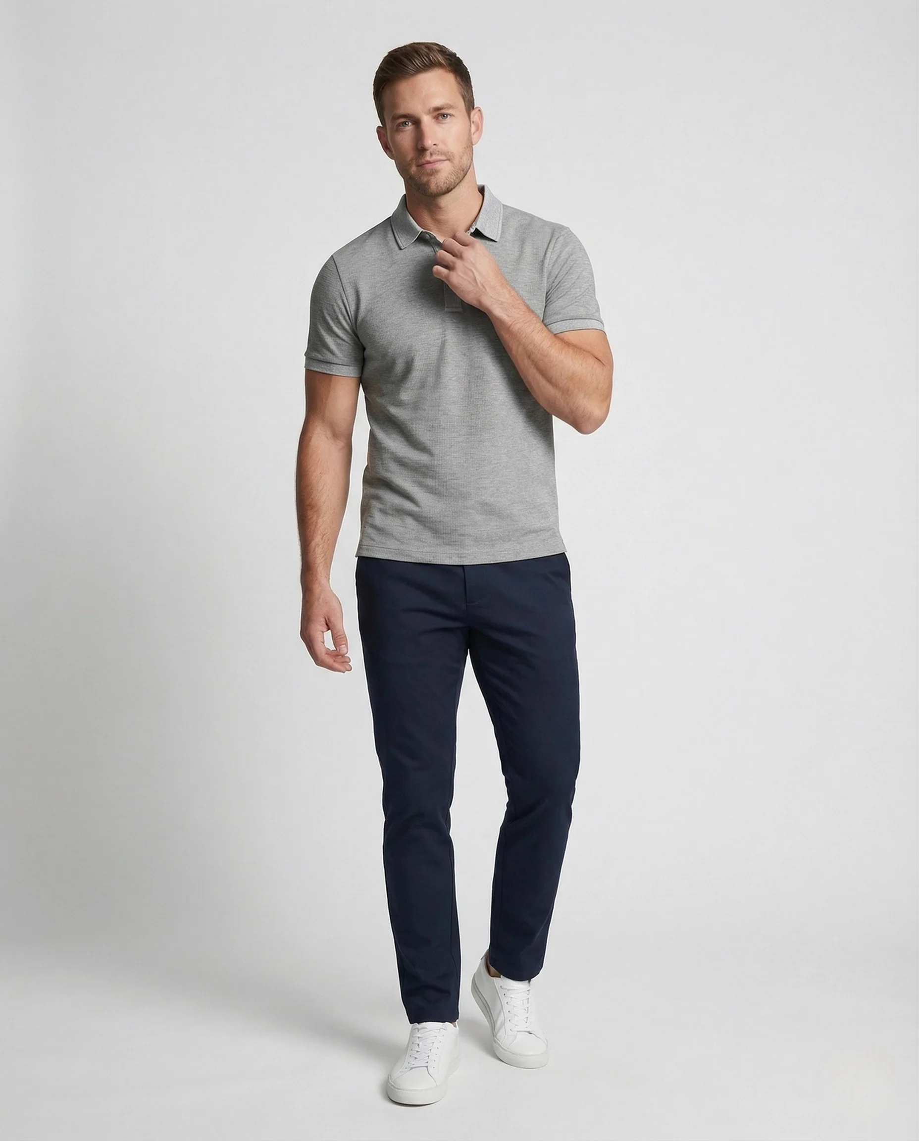 Herren Polo mit Kontrastkragen Kurzarm Shirt