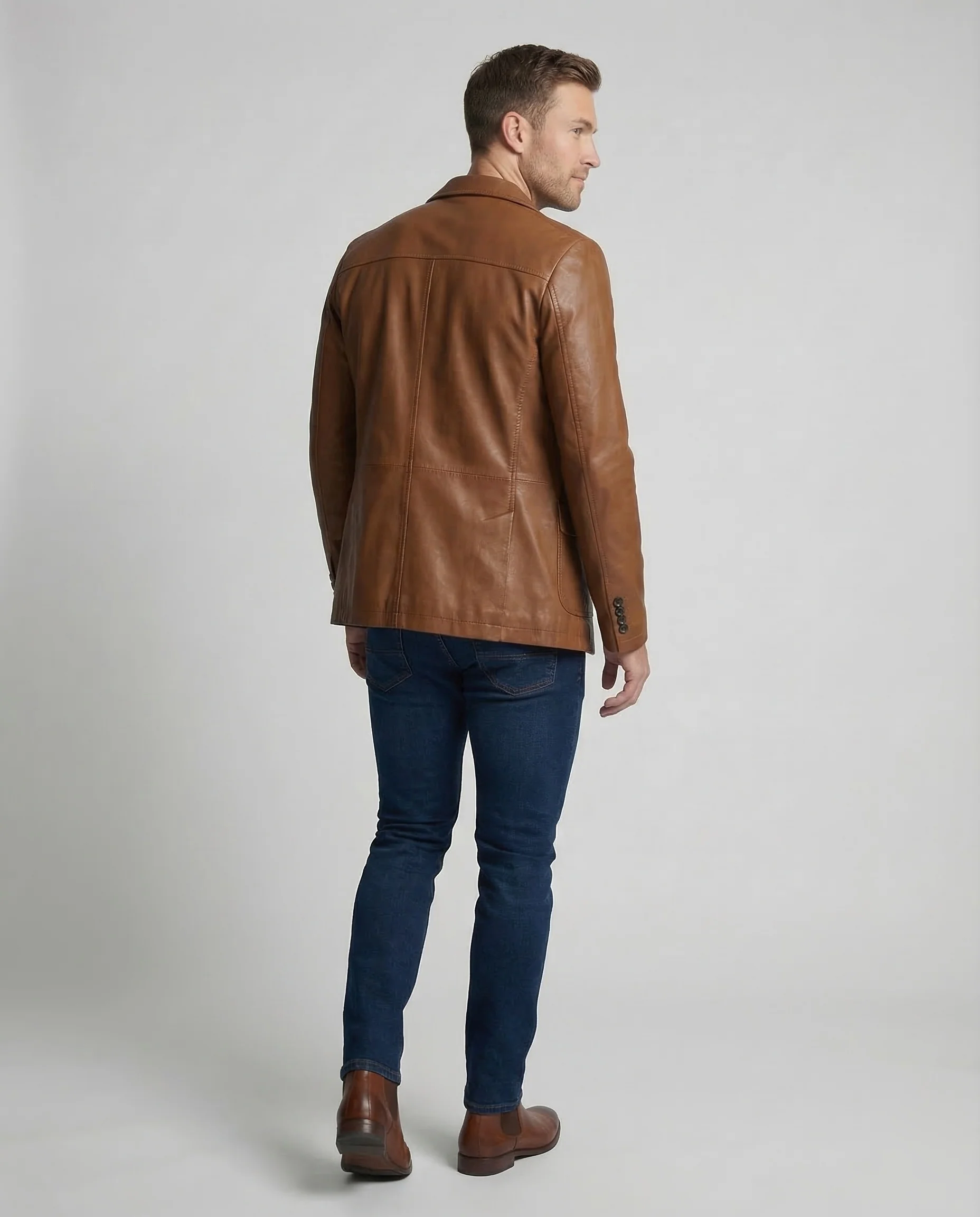 Herren Kunstleder Blazer Revers - Image 4