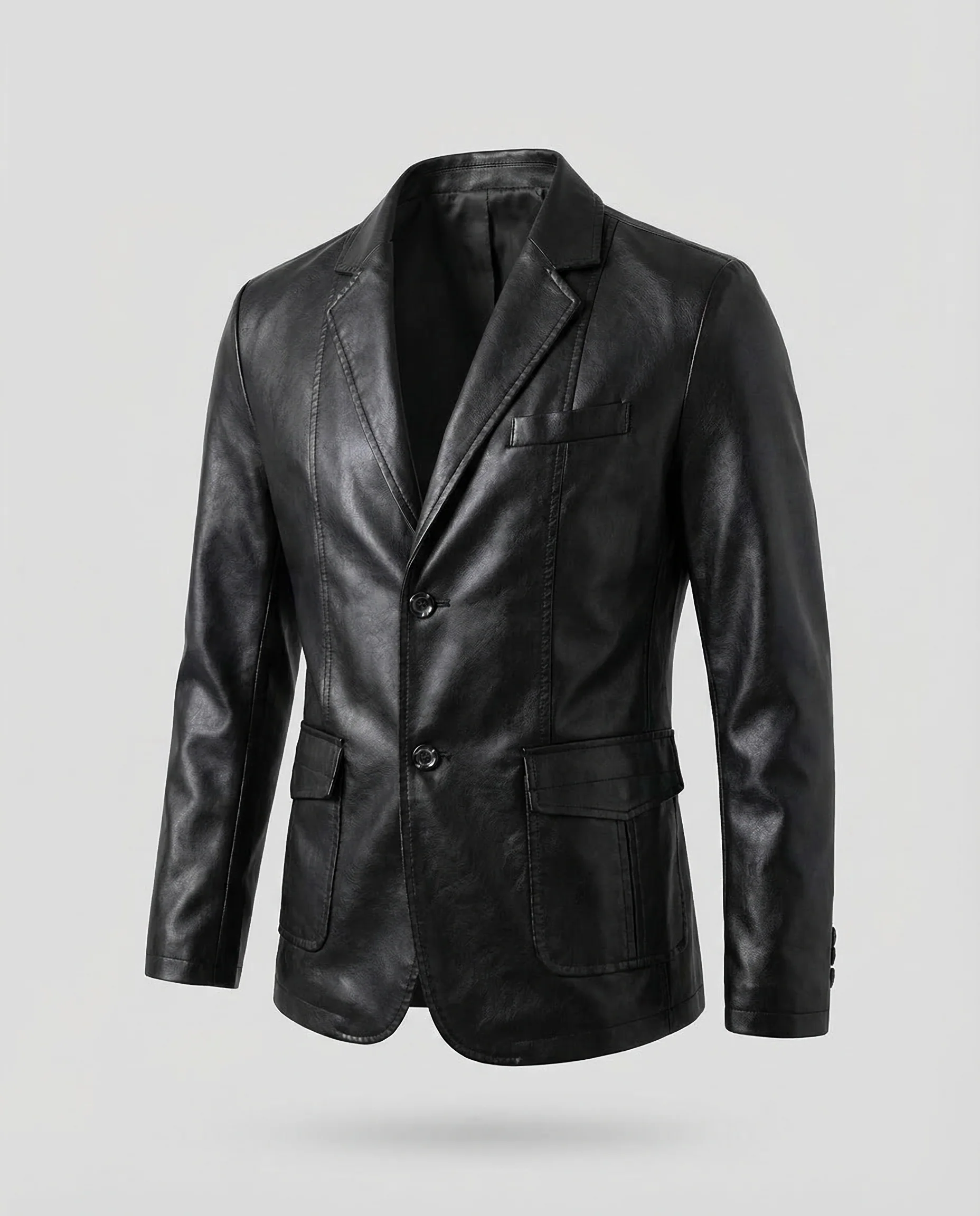 Herren Kunstleder Blazer Revers - Image 5