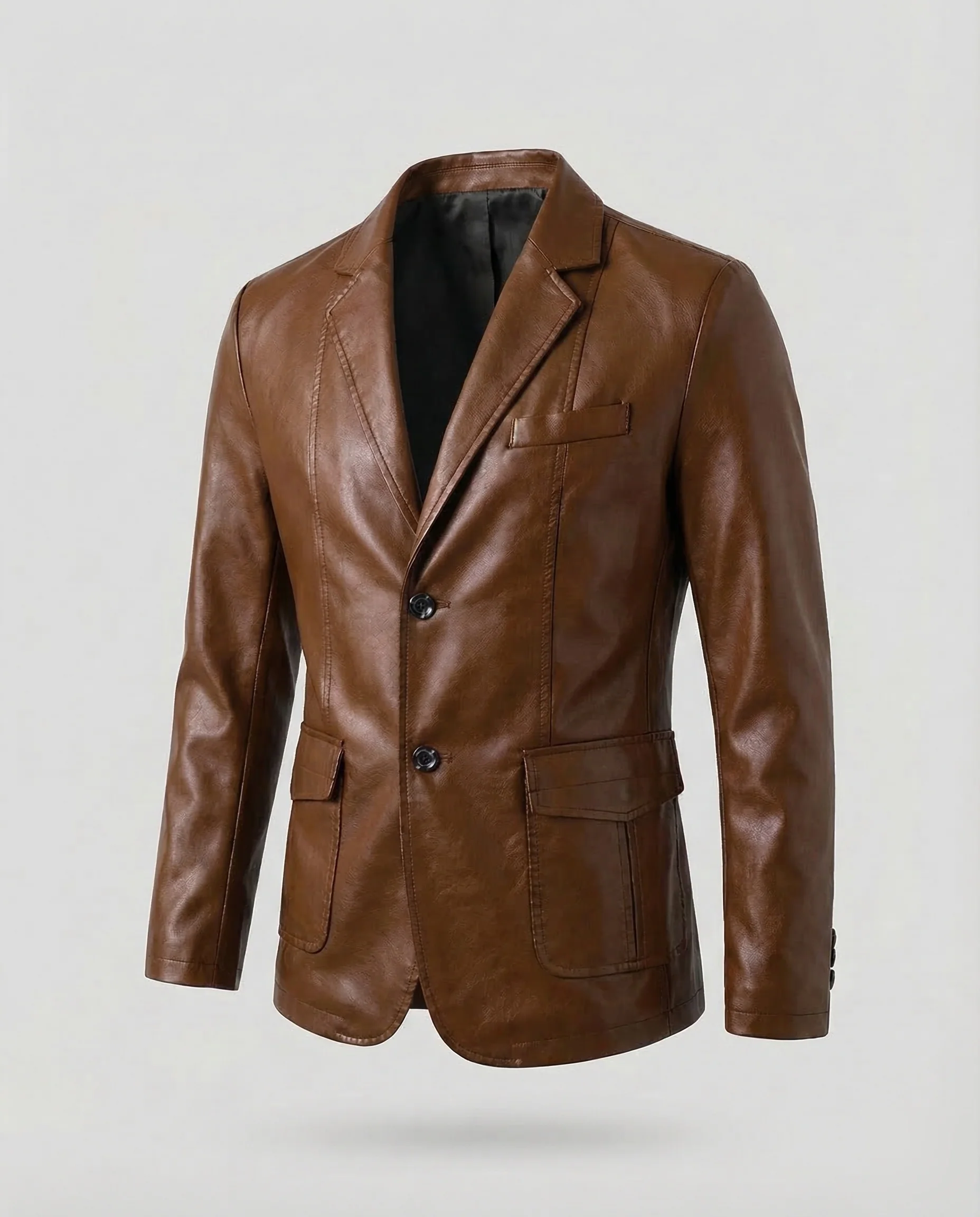 Herren Kunstleder Blazer Revers - Image 6