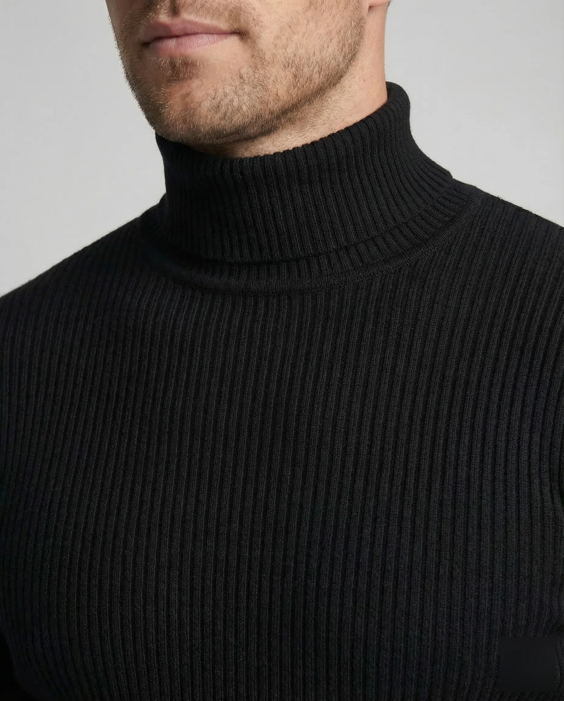 Herren Rollkragenpullover Rippstrick - Image 3