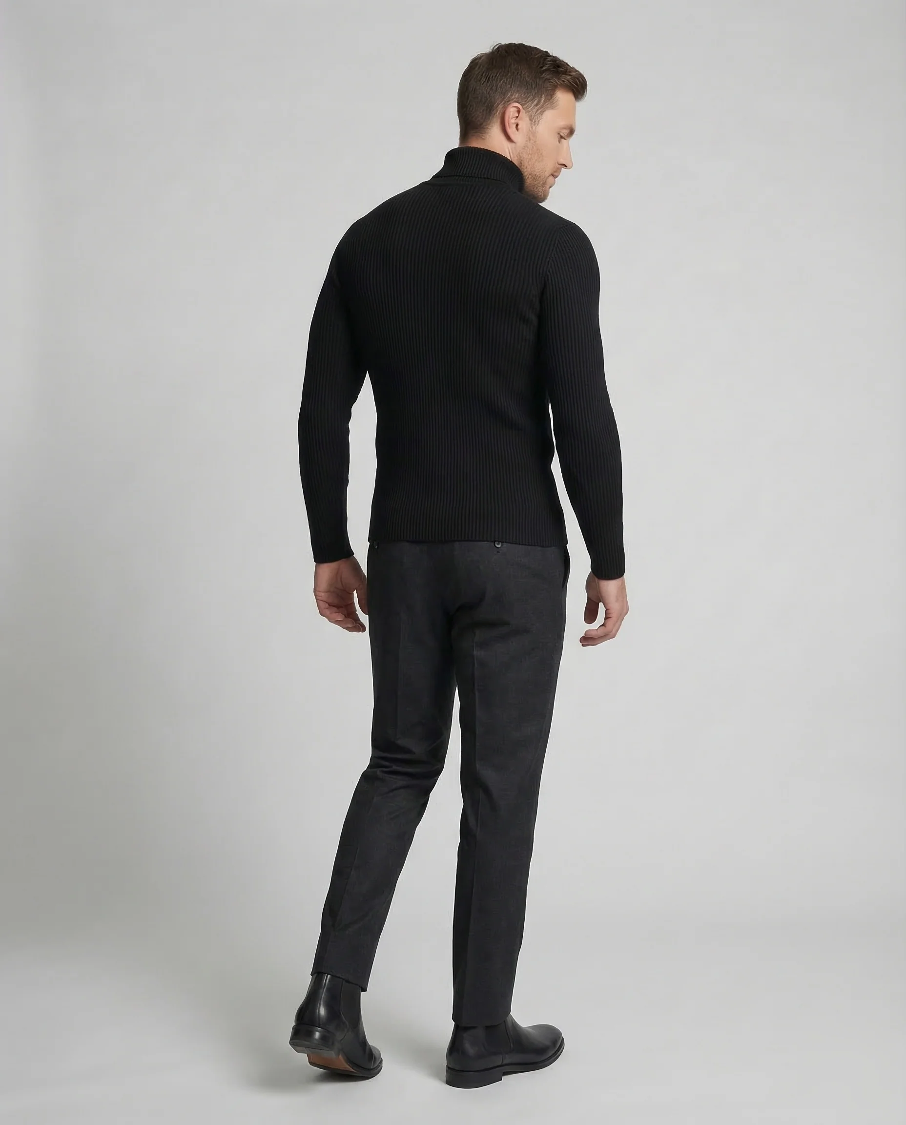 Herren Rollkragenpullover Rippstrick - Image 4
