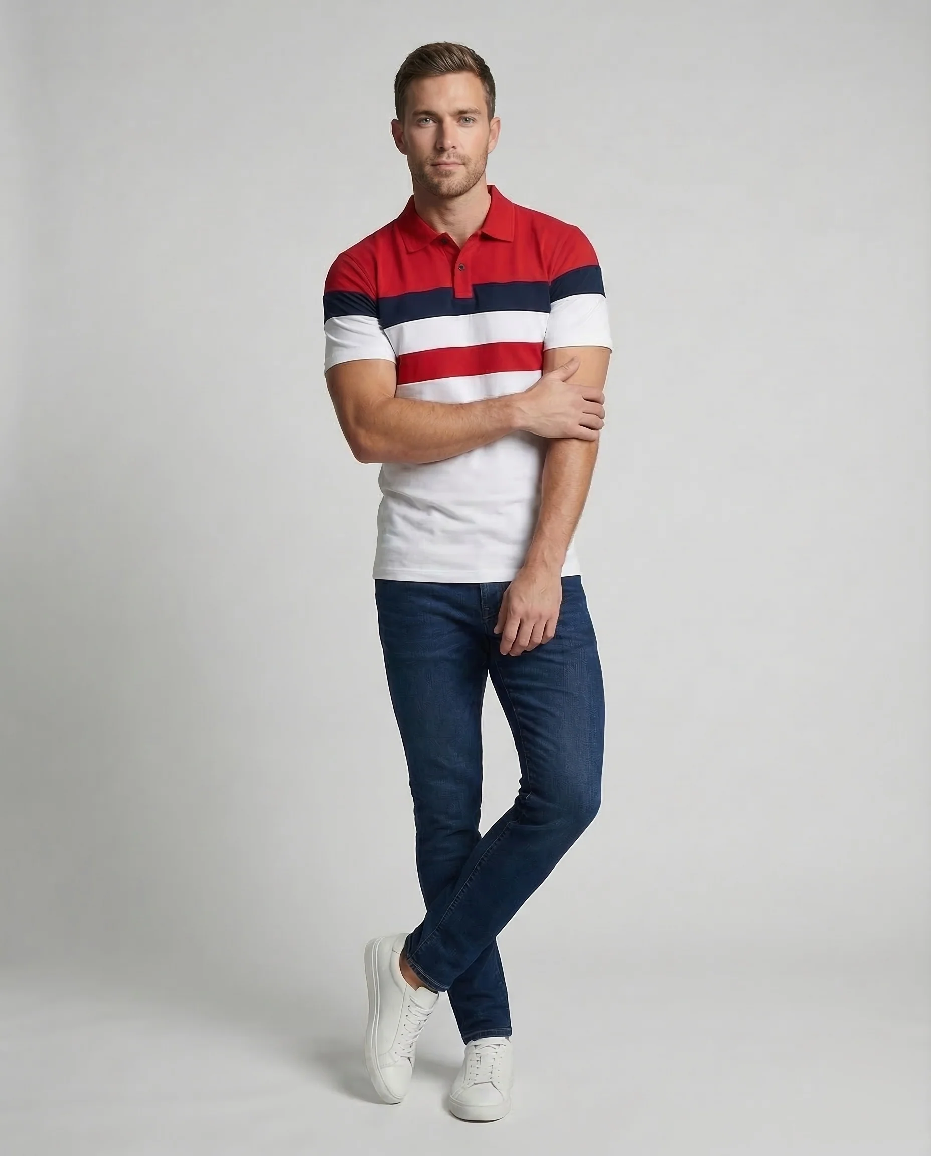 Herren Poloshirt Blockstreifen - Image 2