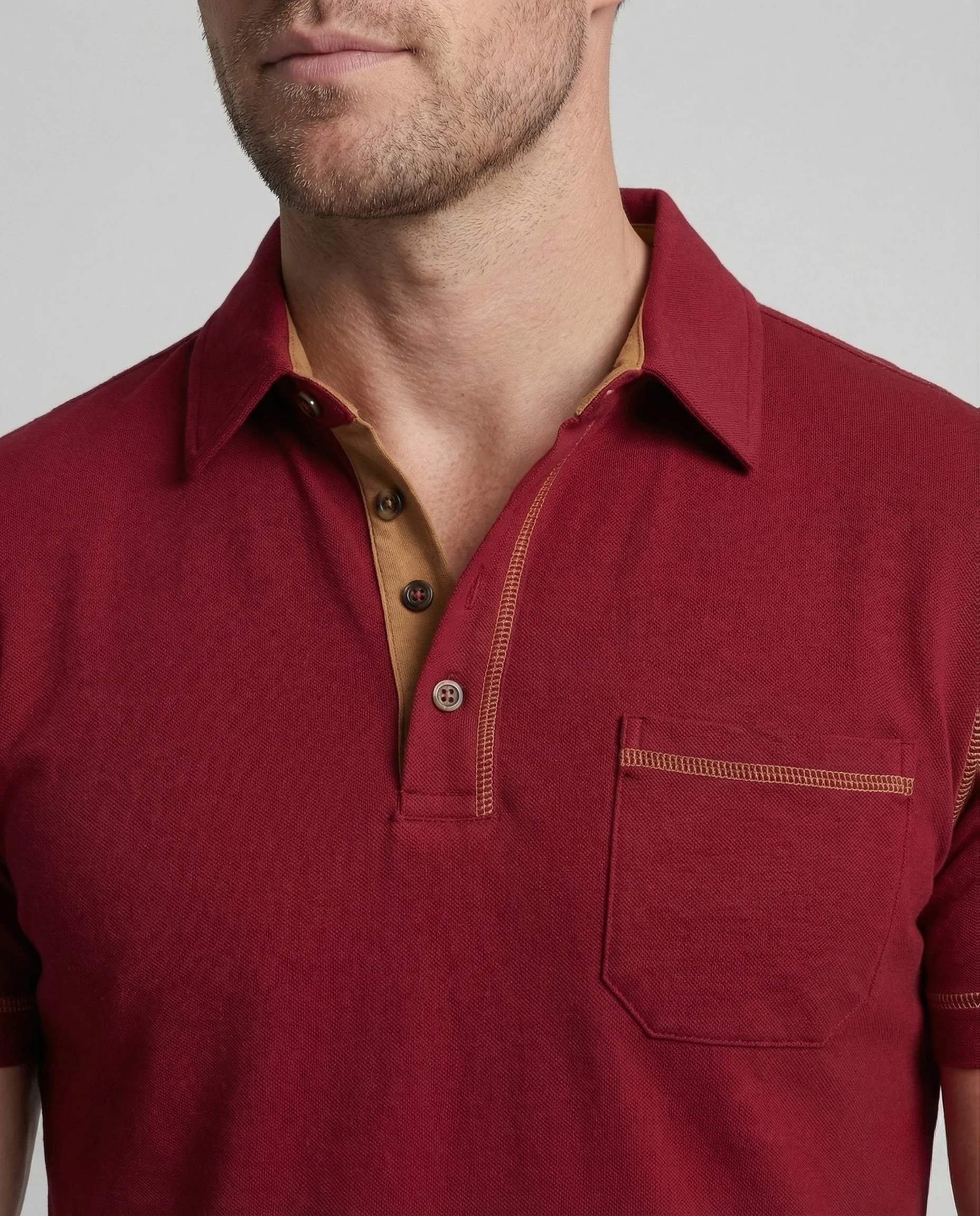 Herren Poloshirt mit Brusttasche & Kontrastnähten - Image 3