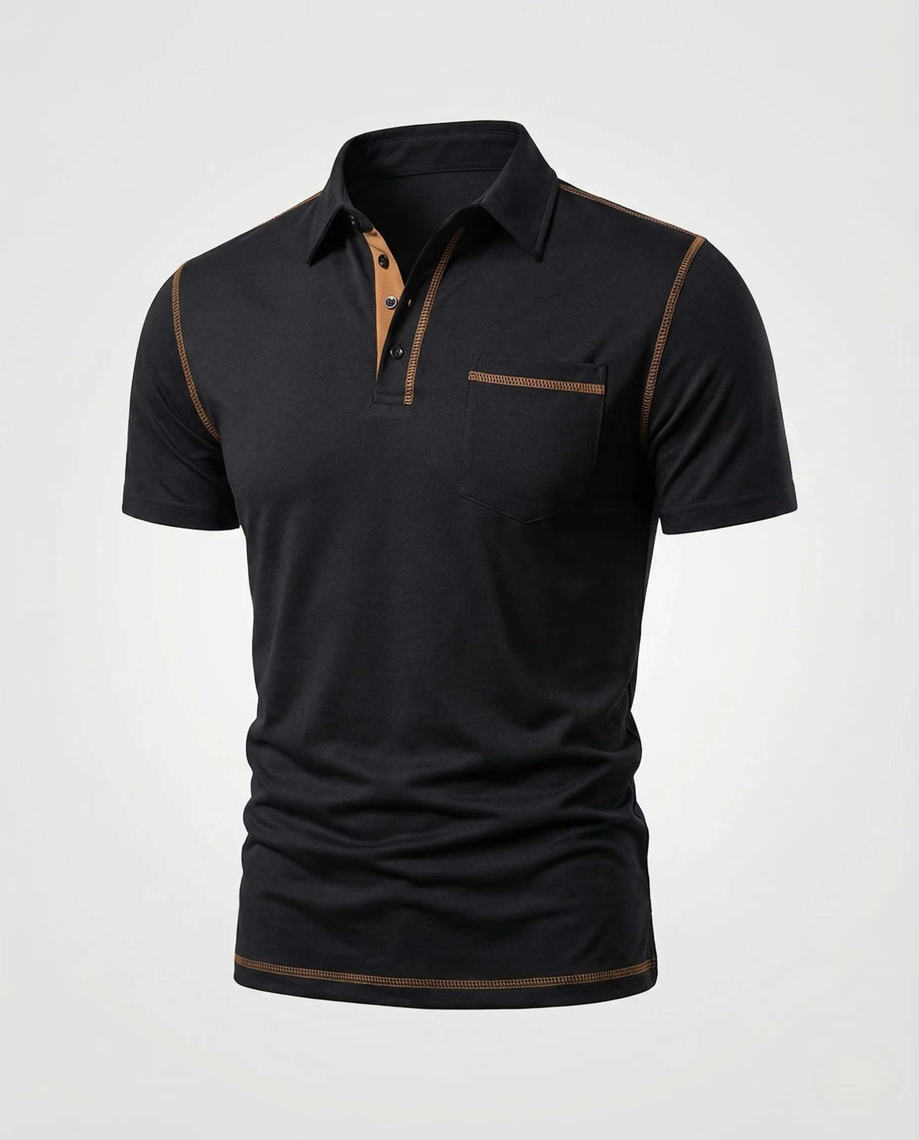 Herren Poloshirt mit Brusttasche & Kontrastnähten - Image 5