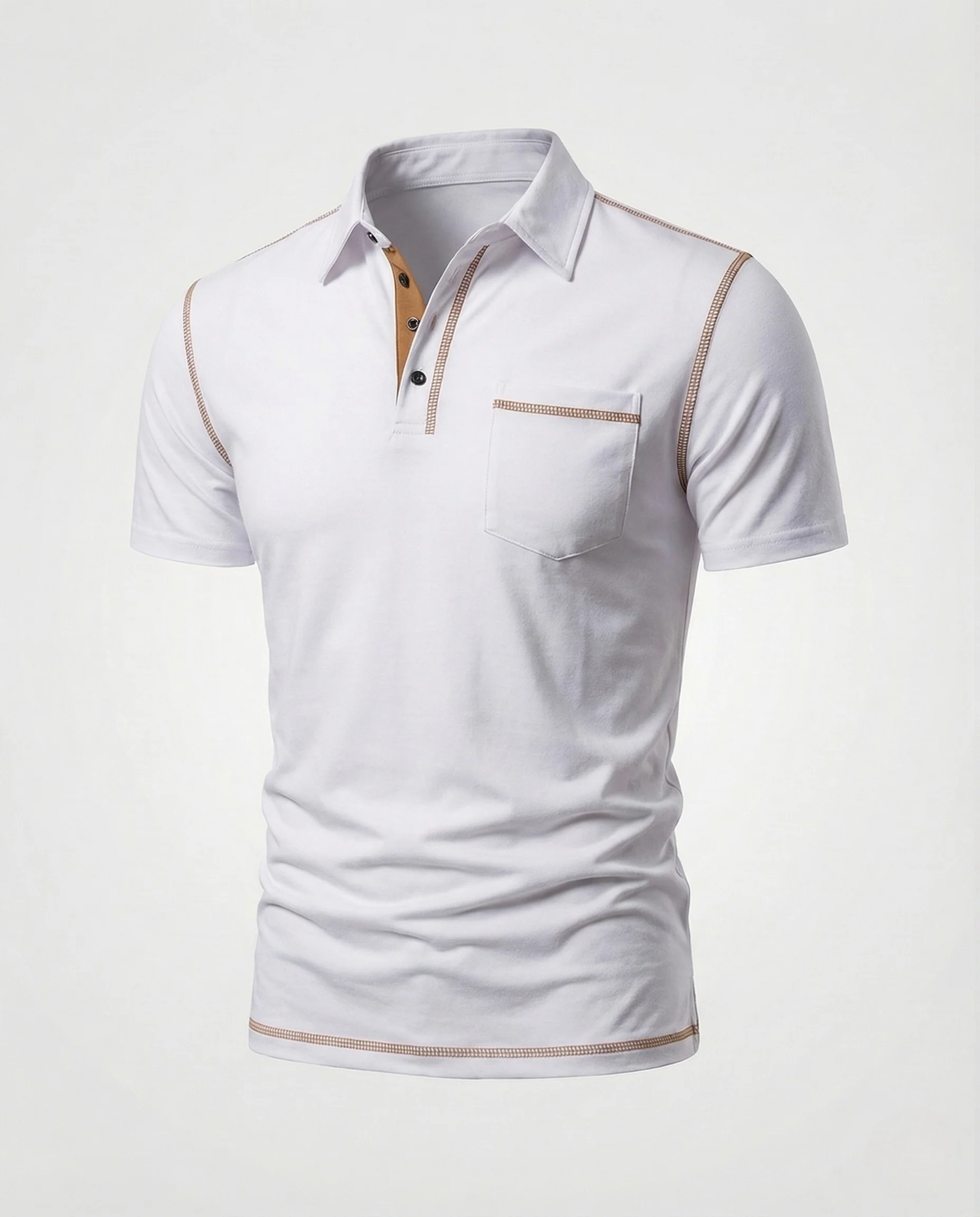 Herren Poloshirt mit Brusttasche & Kontrastnähten - Image 6