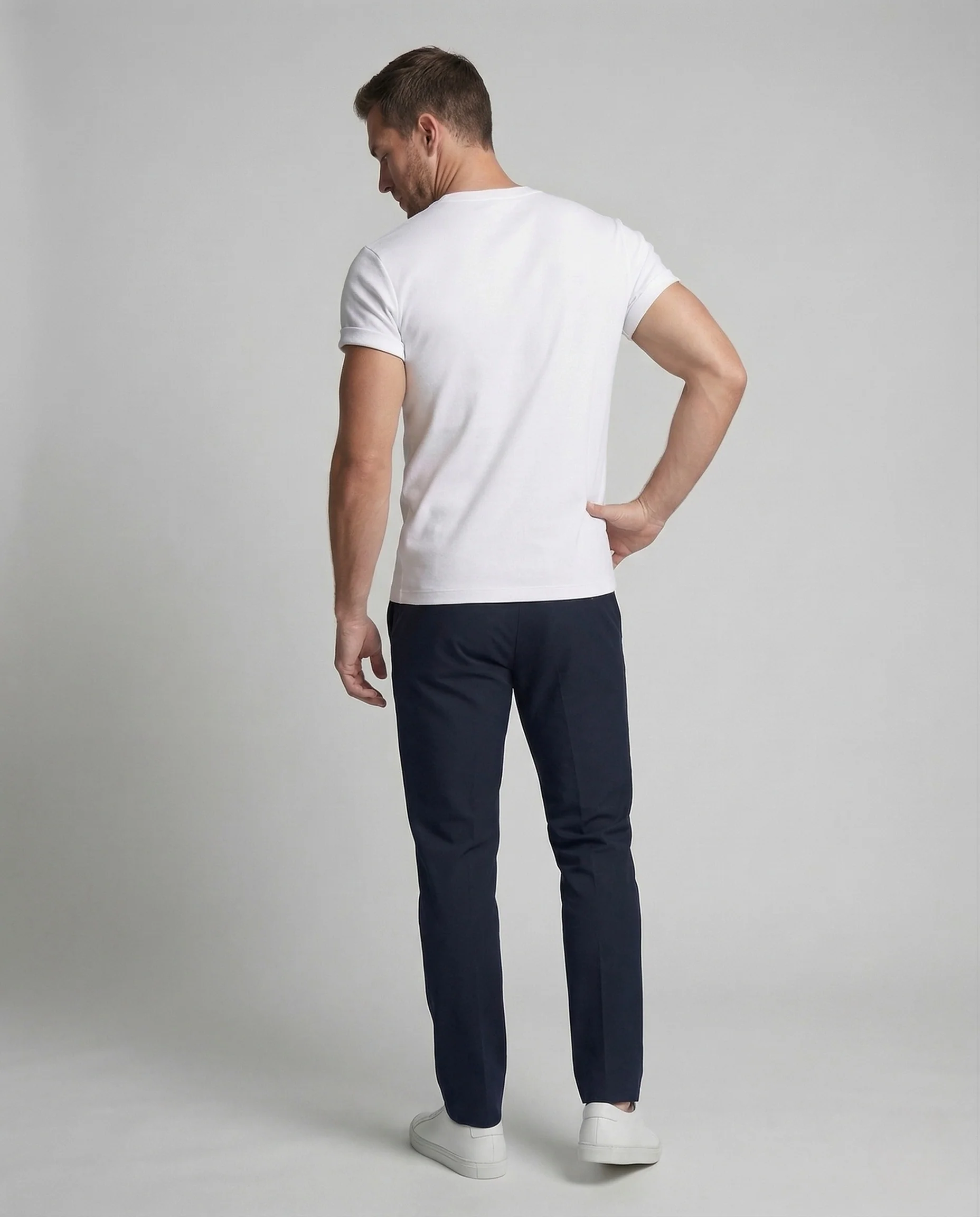 Herren Sportshirt Figurbetont Rundhals Stretch Baumwollmix - Image 4