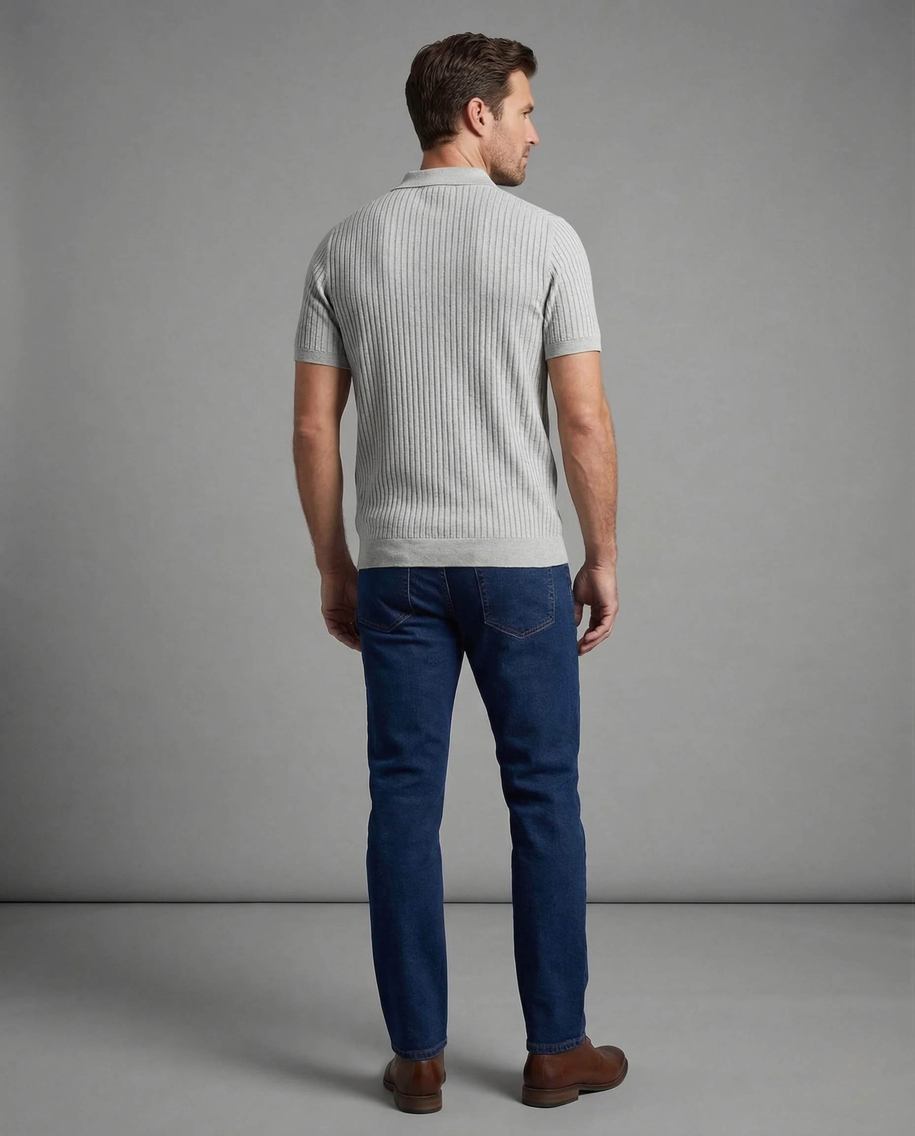 Herren Poloshirt Reißverschluss Slim - Image 4