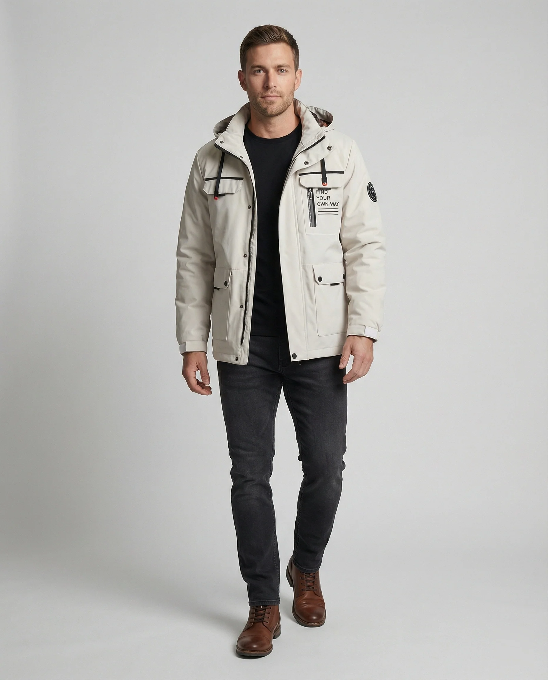 Herren Bikerjacke Leder Velours - Image 5