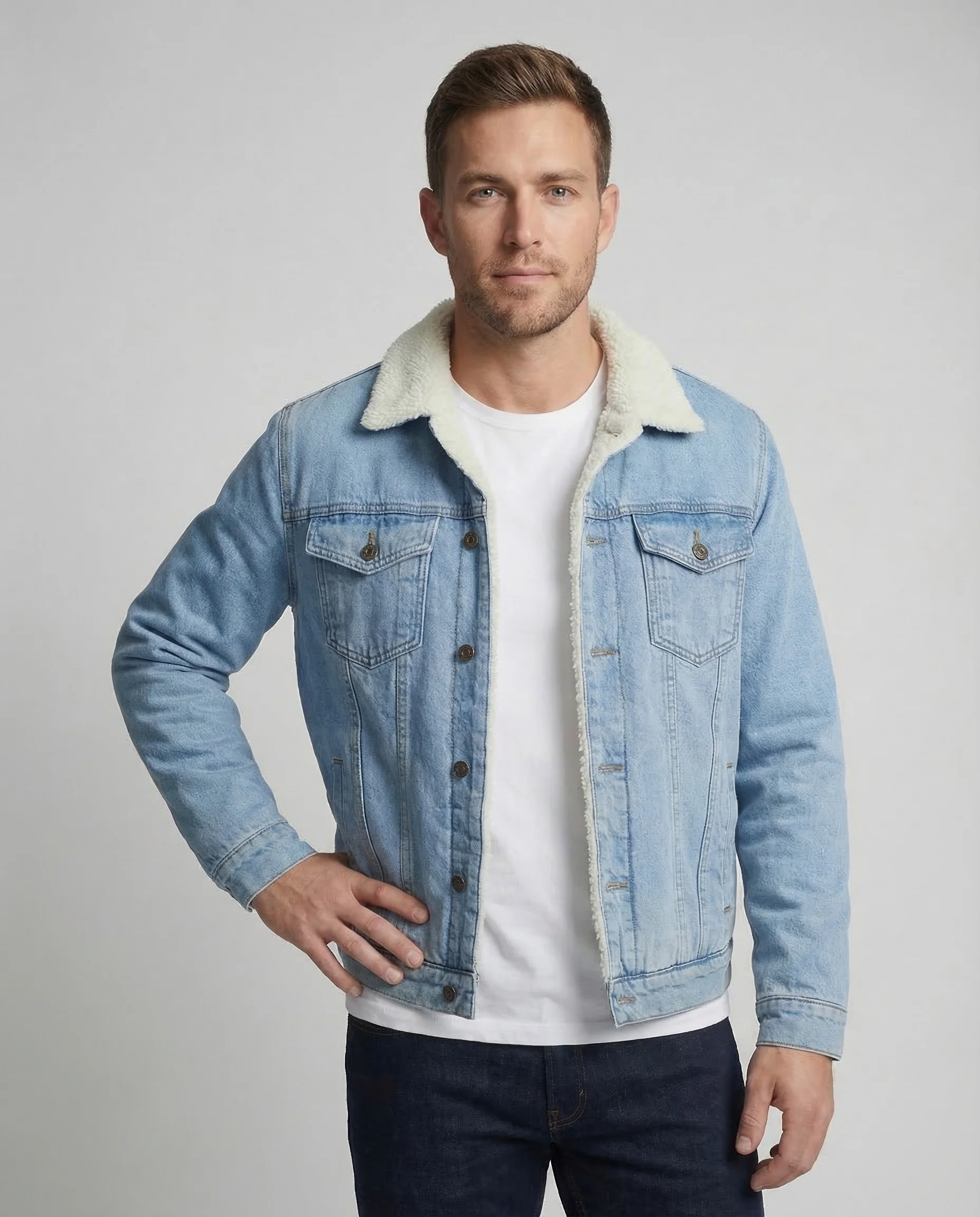 Herren Gefütterte Jeansjacke Teddyfutter - Image 2