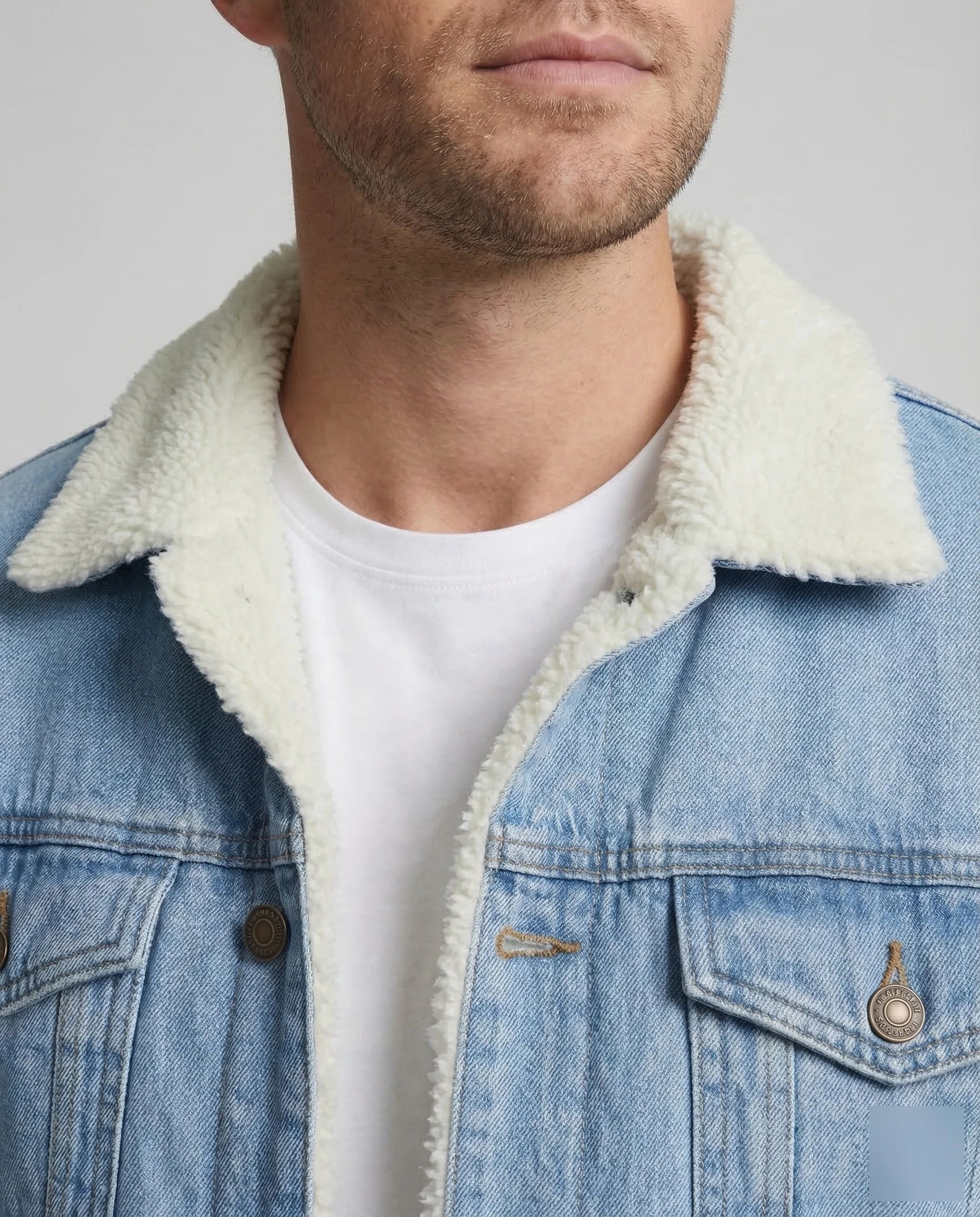 Herren Gefütterte Jeansjacke Teddyfutter - Image 3