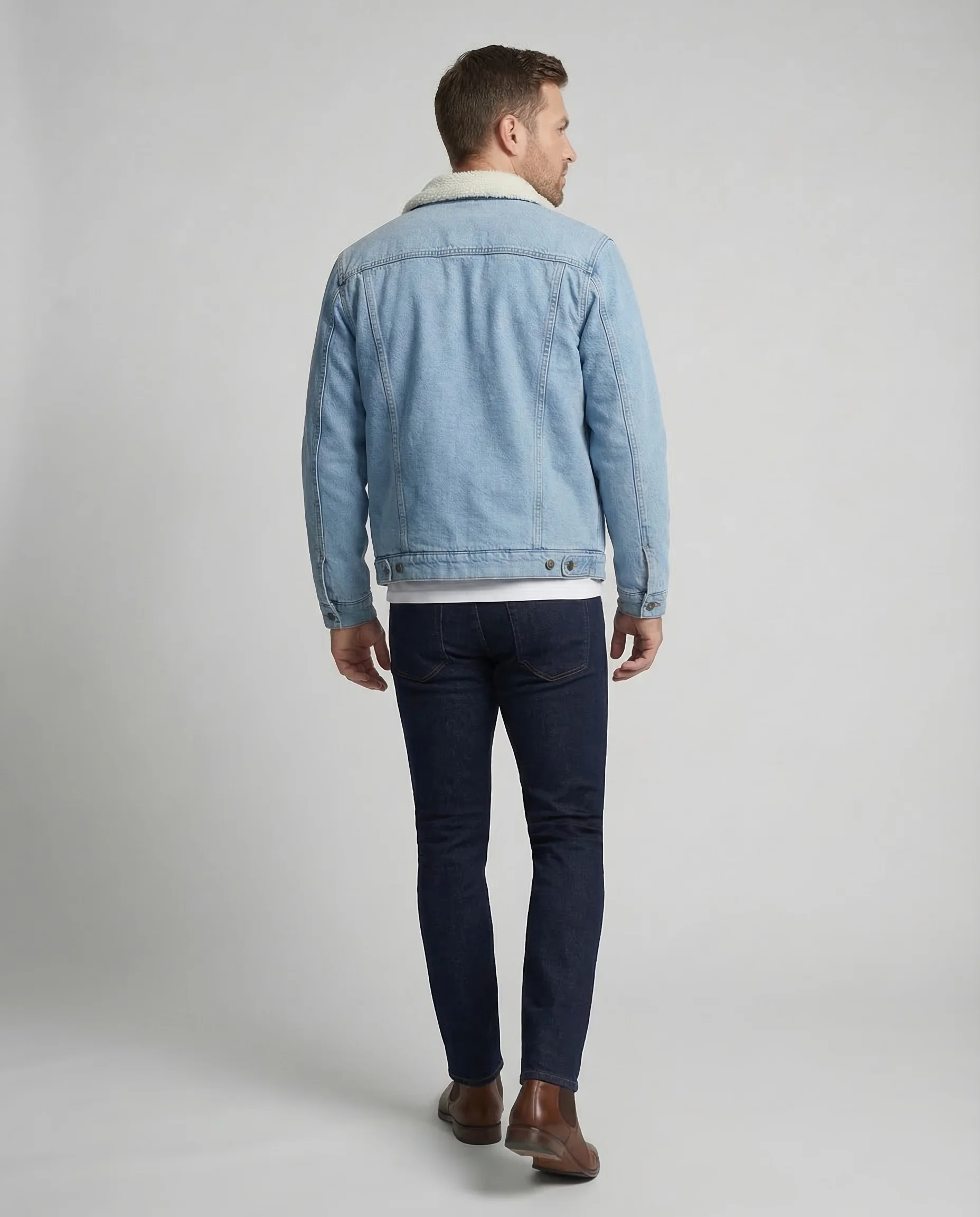 Herren Gefütterte Jeansjacke Teddyfutter - Image 4